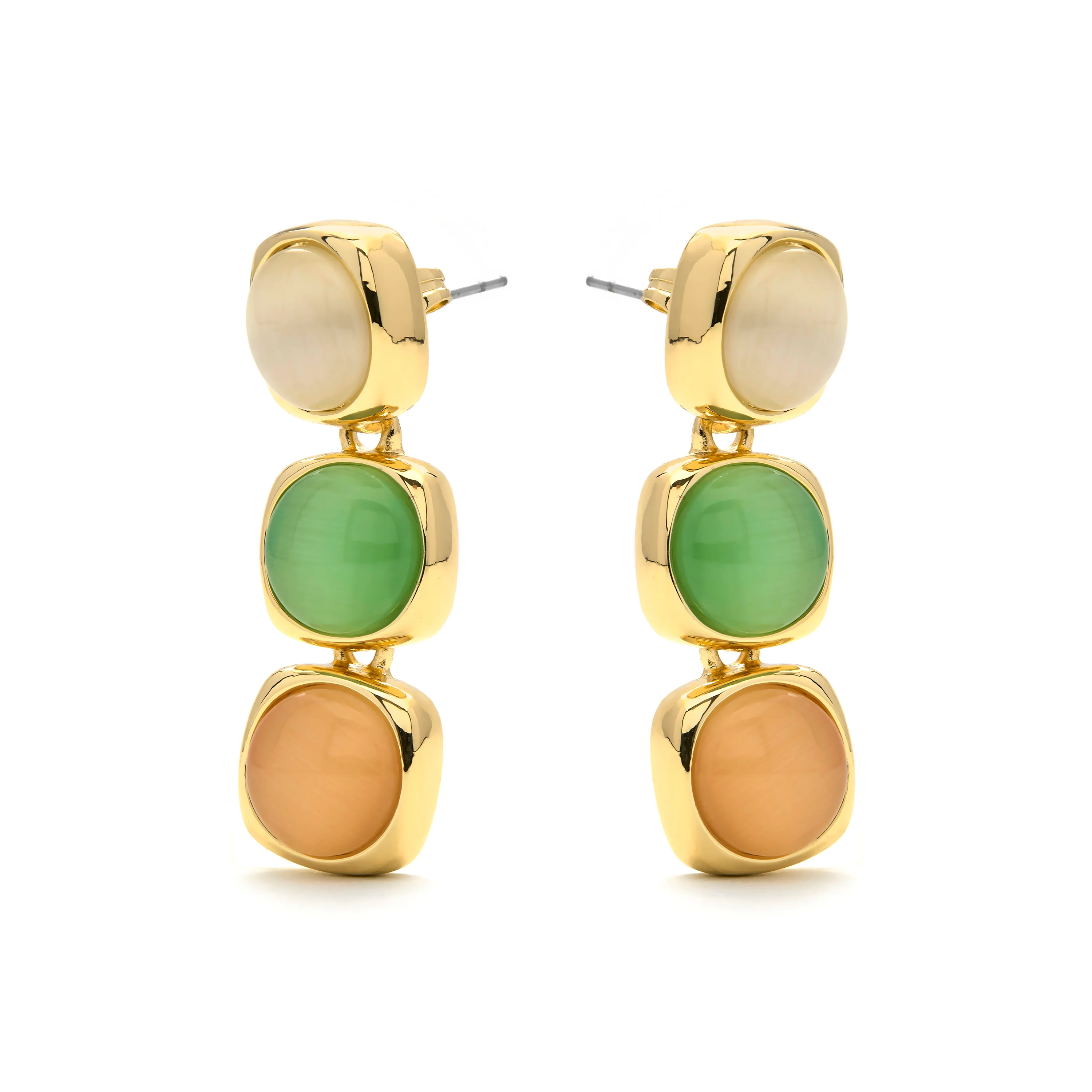 Pendientes con Ojo de Gato Multicolor acabado oro 18k - Shureo - Image 3