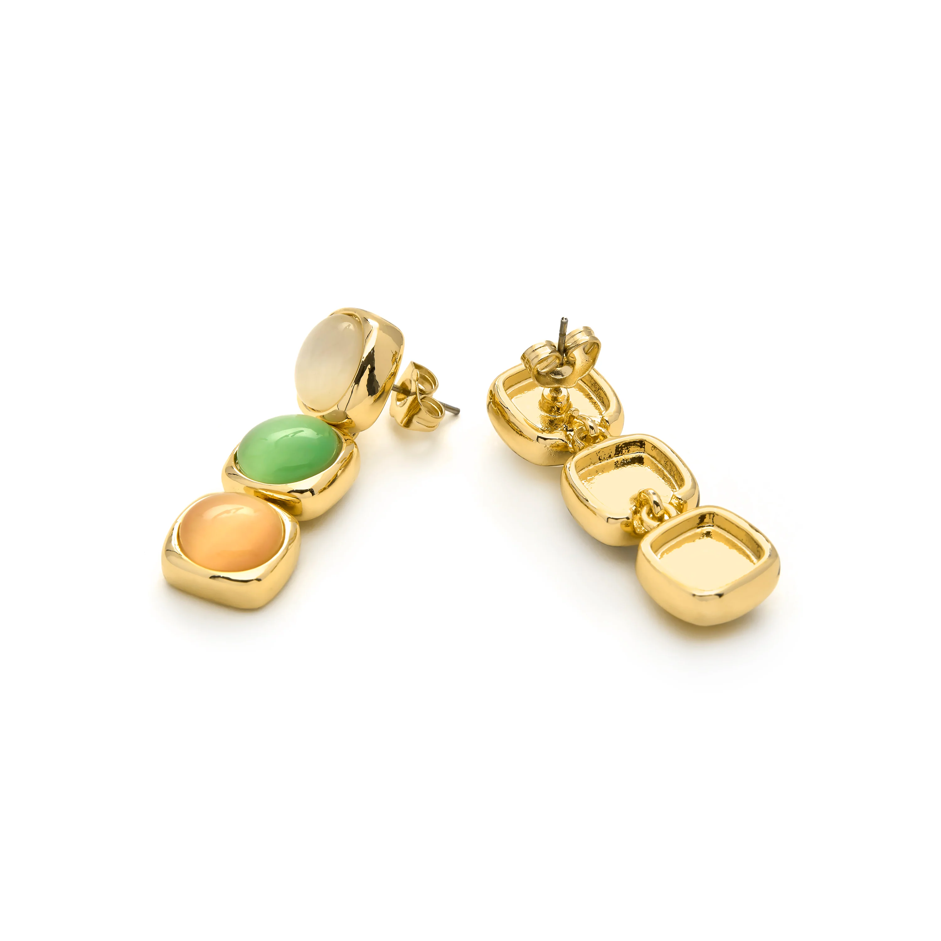 Pendientes con Ojo de Gato Multicolor acabado oro 18k - Shureo - Image 5