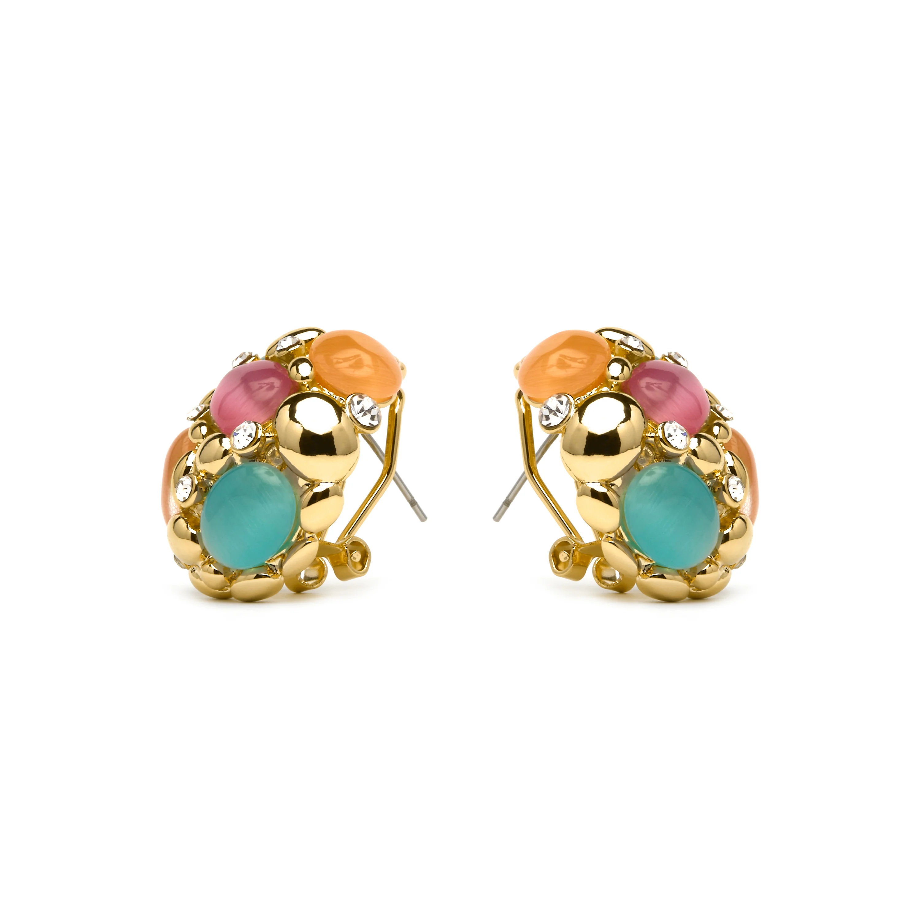 Pendientes Shyal de Ojo de Gato Multicolor acabado oro amarillo de 18k - Image 3
