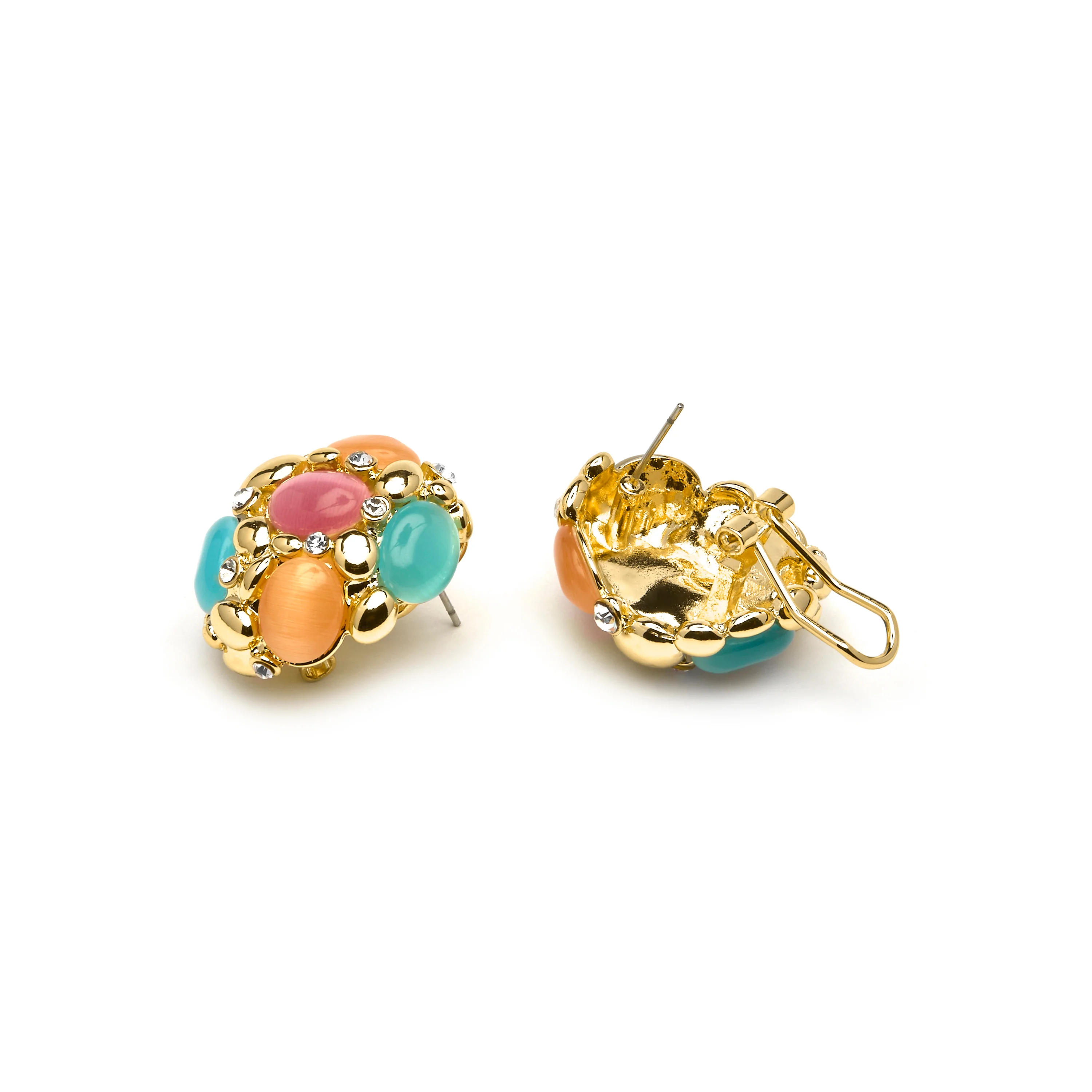 Pendientes Shyal de Ojo de Gato Multicolor acabado oro amarillo de 18k - Image 5