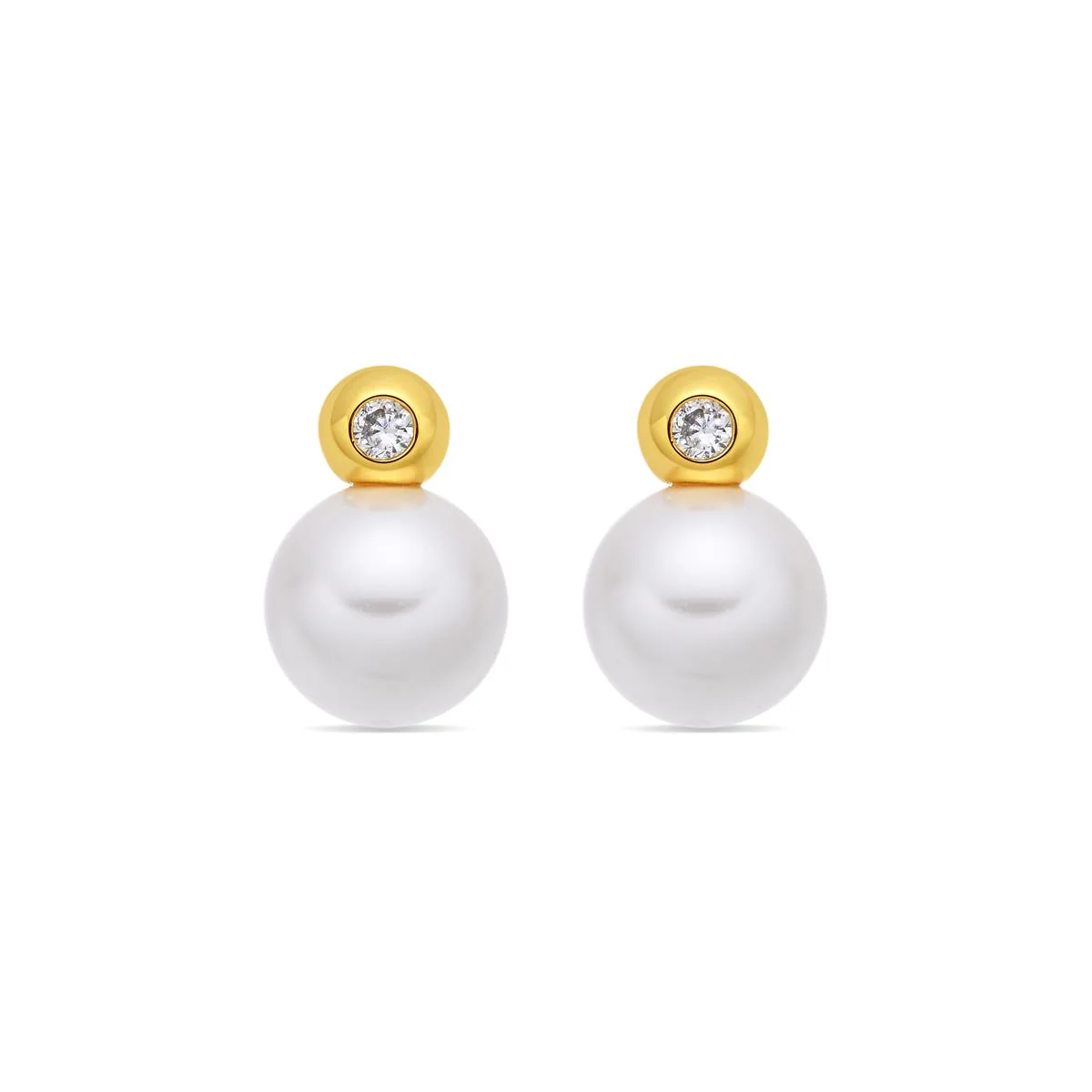Pendientes de Perla Blanca acabado en oro amarillo de 18k - Siako