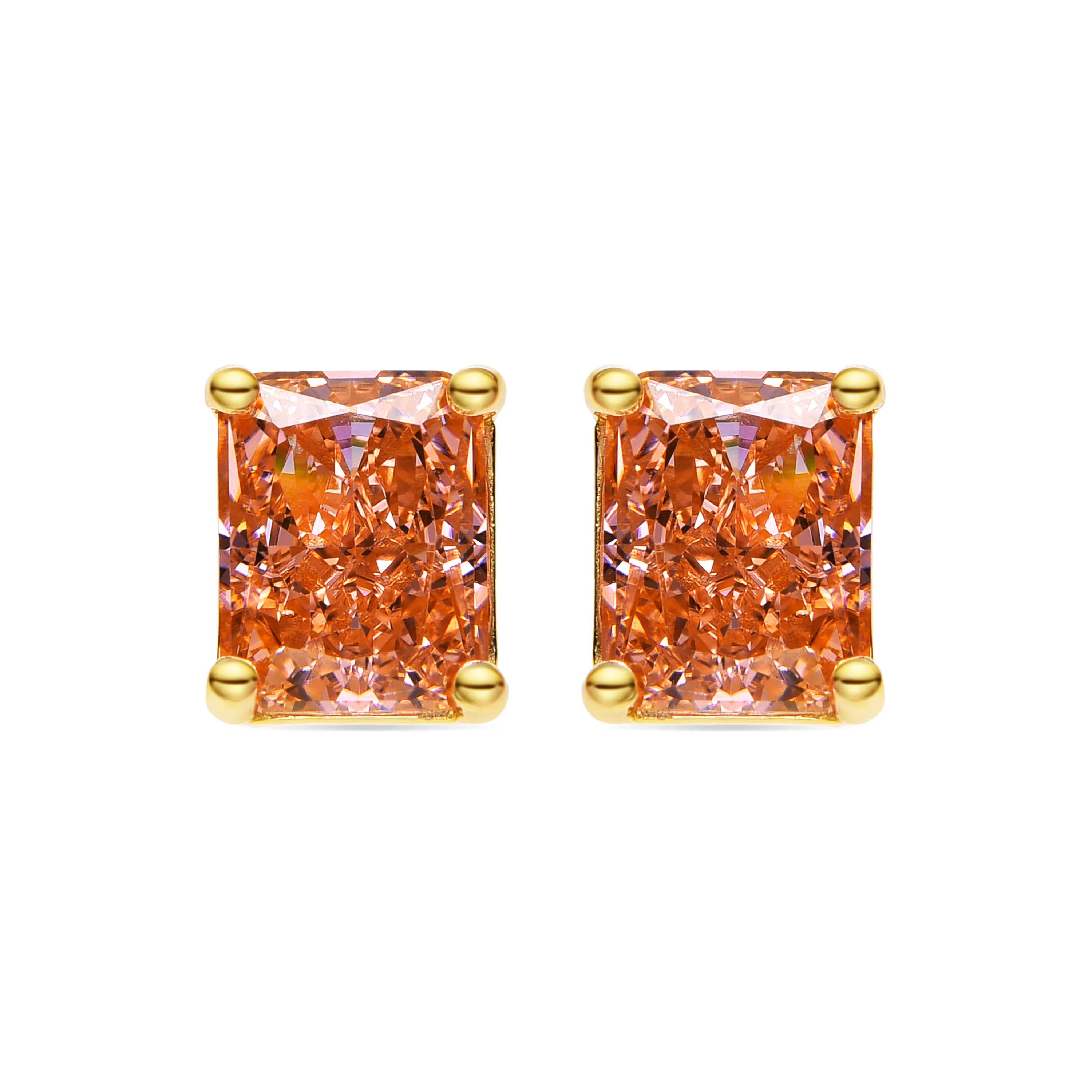 Pendientes de Plata de Ley 925 y Circonita Champagne acabado oro 18k - Sibke