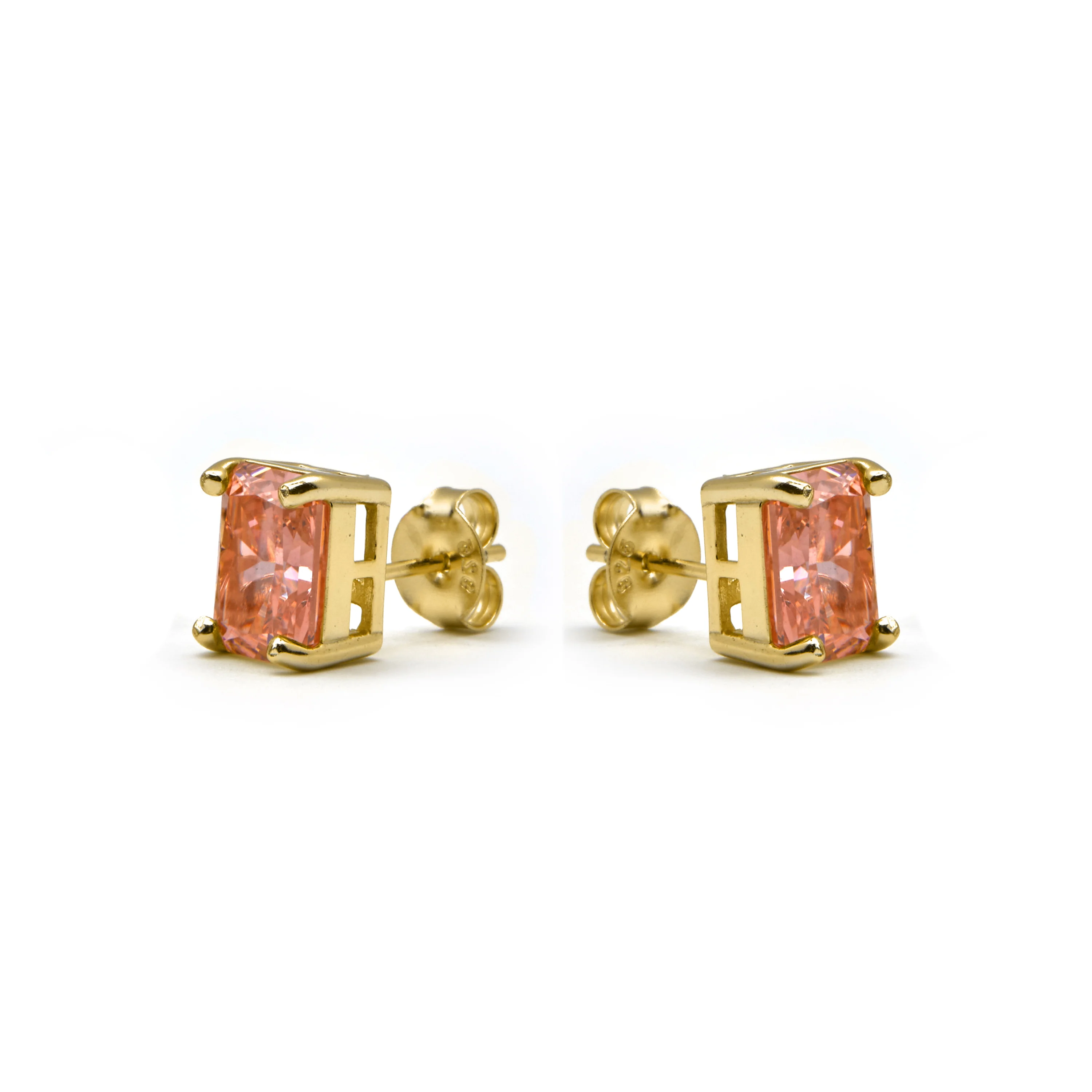 Pendientes de Plata de Ley 925 y Circonita Champagne acabado oro 18k - Sibke - Image 3
