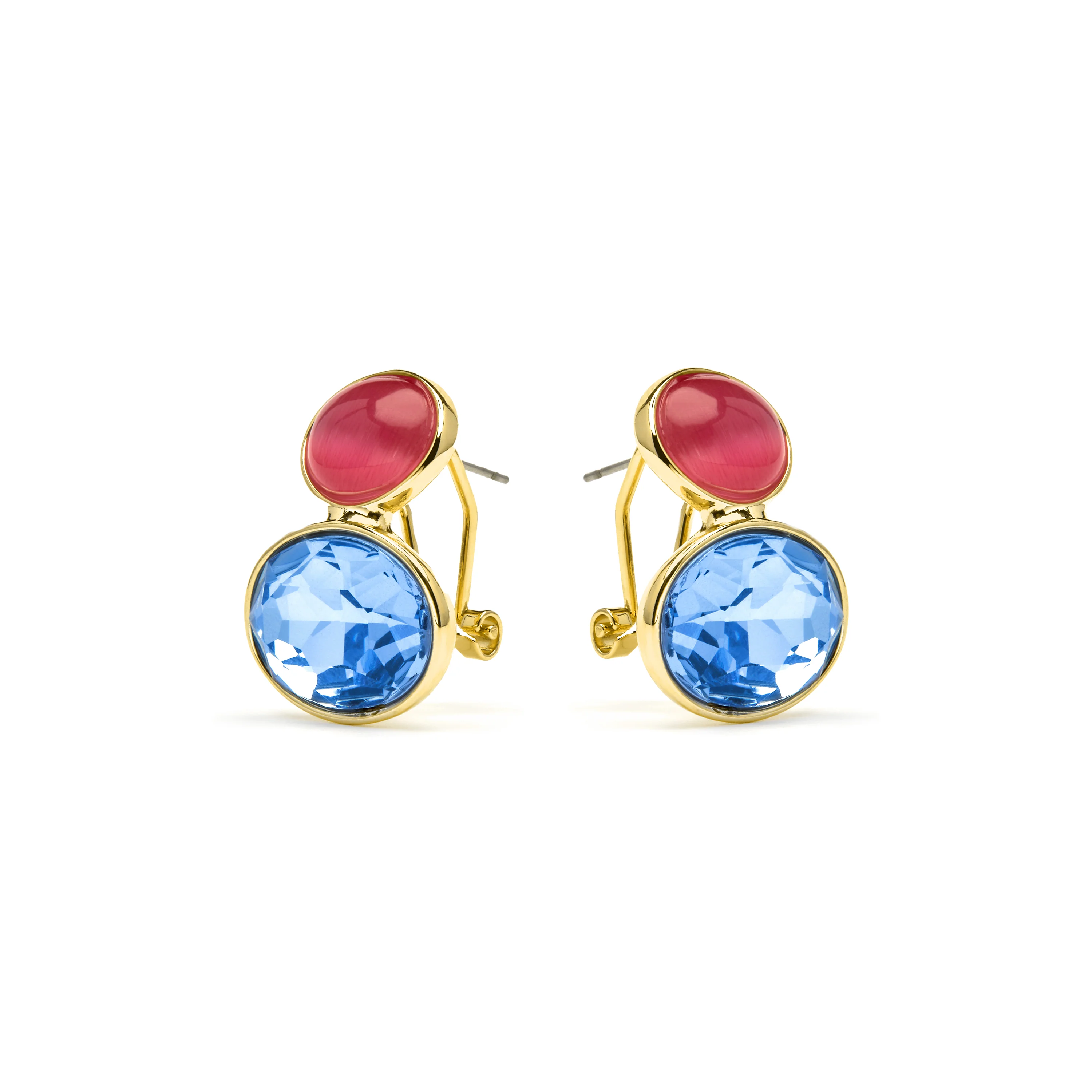 Pendientes acabado oro amarillo de 18k y Cristal Azul - Sigro - Image 3