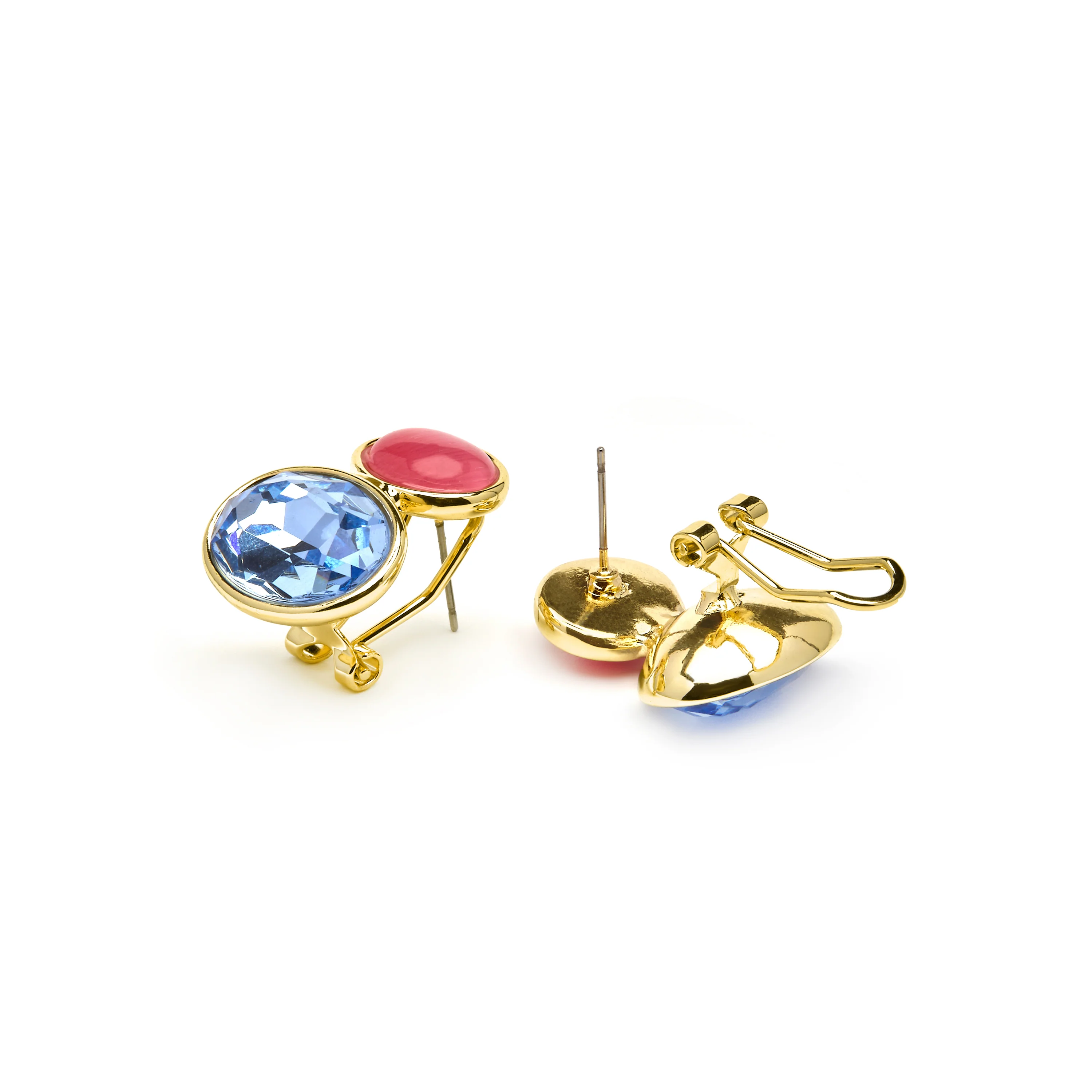Pendientes acabado oro amarillo de 18k y Cristal Azul - Sigro - Image 5