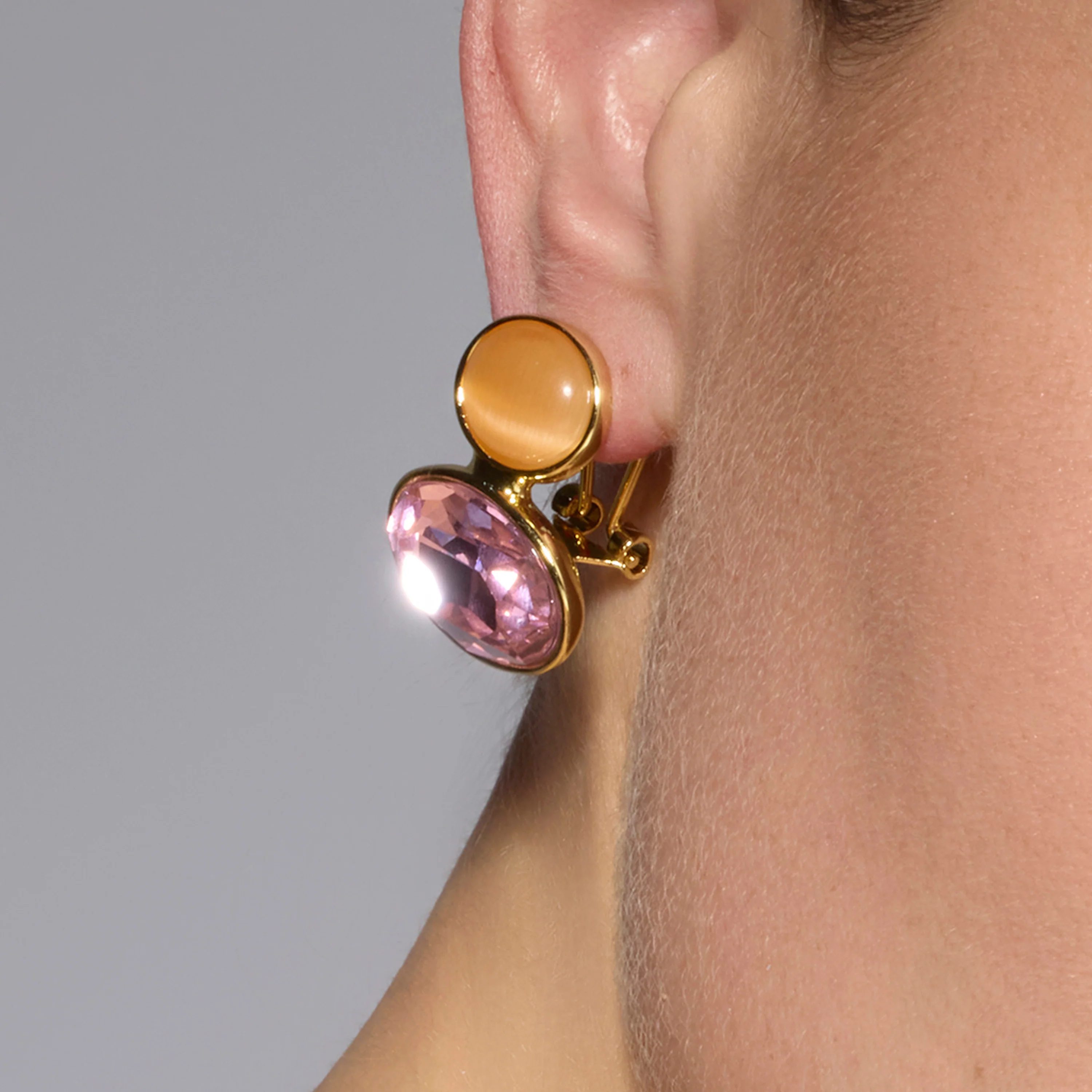 Pendientes acabado oro amarillo de 18k y Cristal Morado - Sigro - Image 4