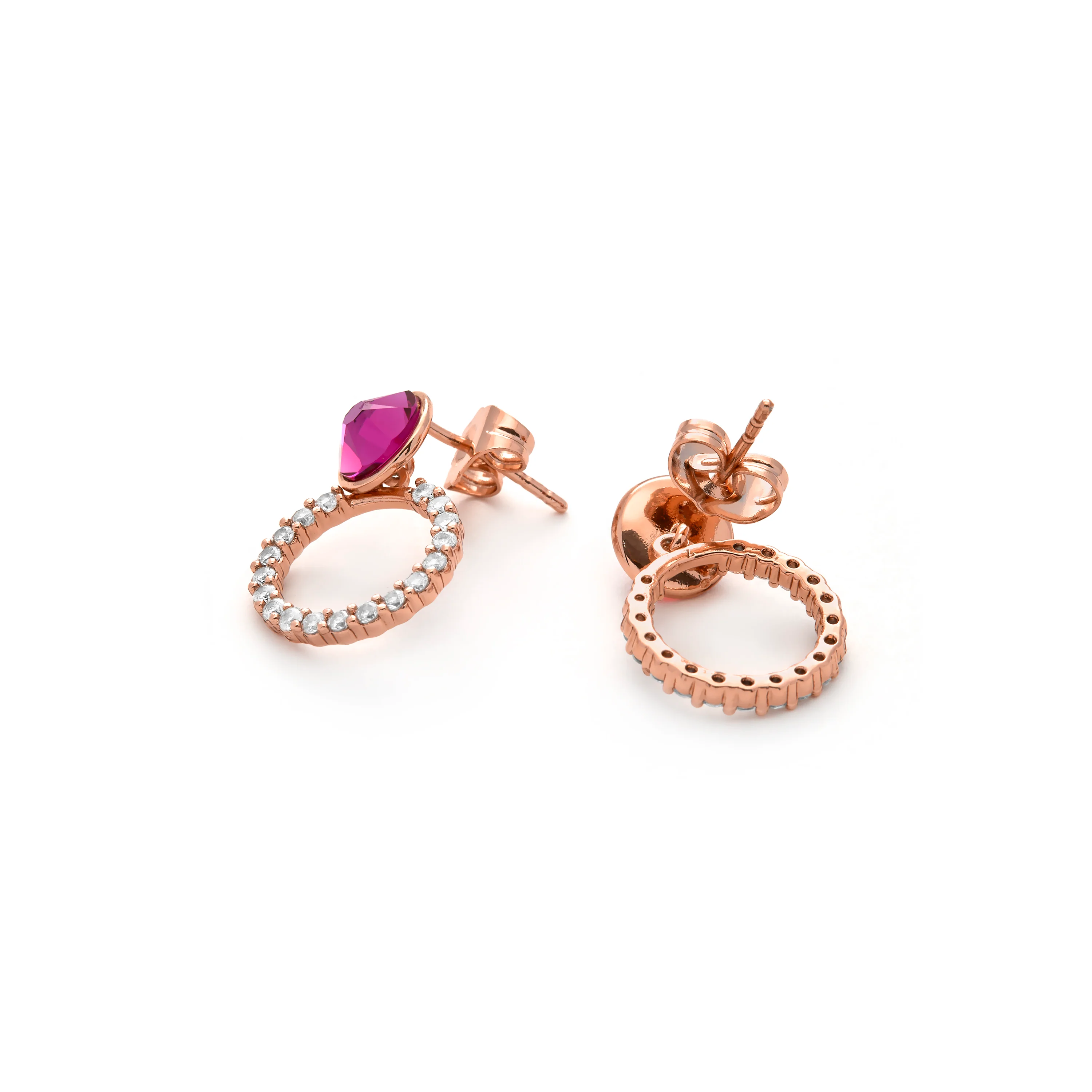 Pendientes de Cuarzo Hidrotermal Frambuesa acabado en oro amarillo de 18k - Silho - Image 5