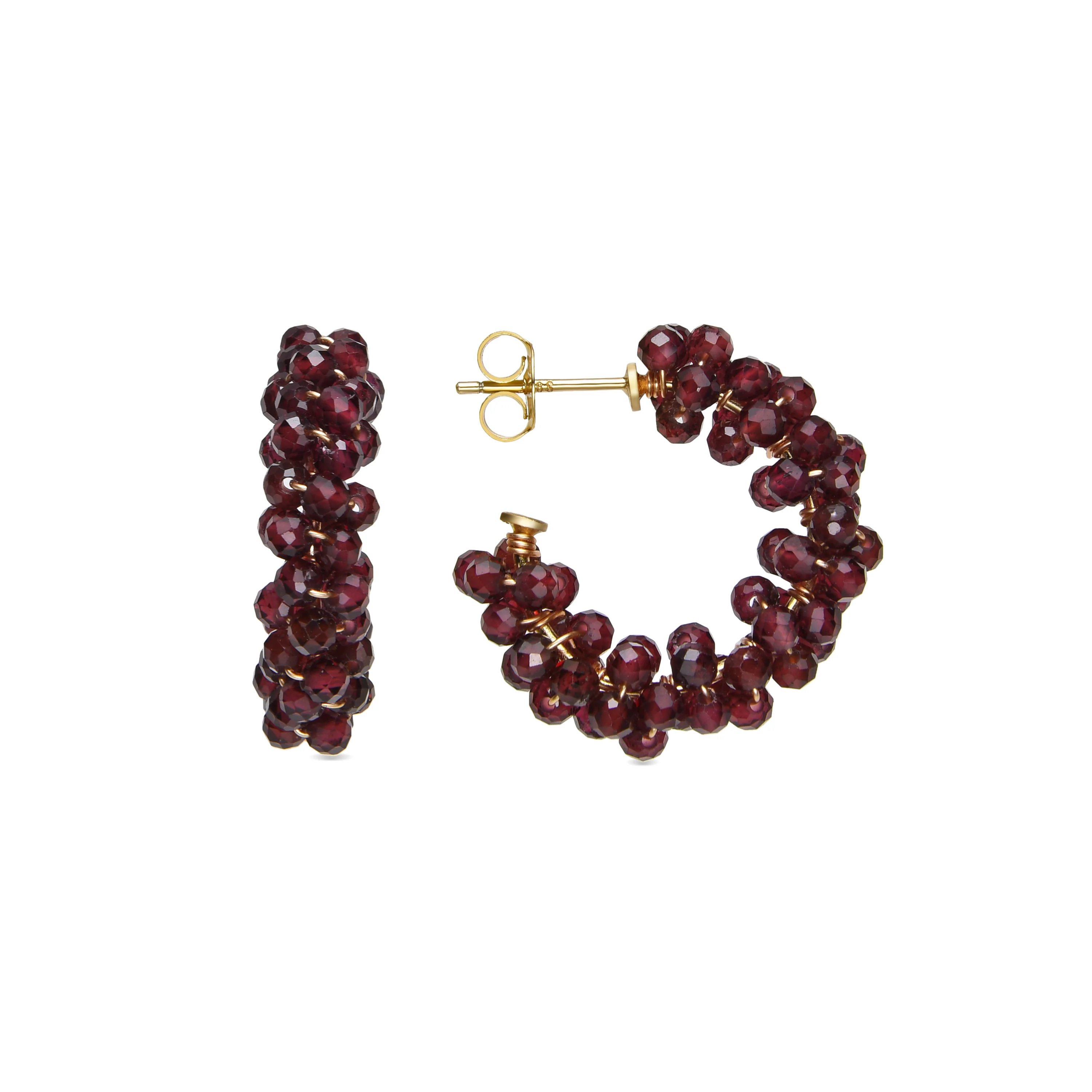Pendientes de Plata de Ley 925 y Cristal Granate acabado oro 18k - Silka