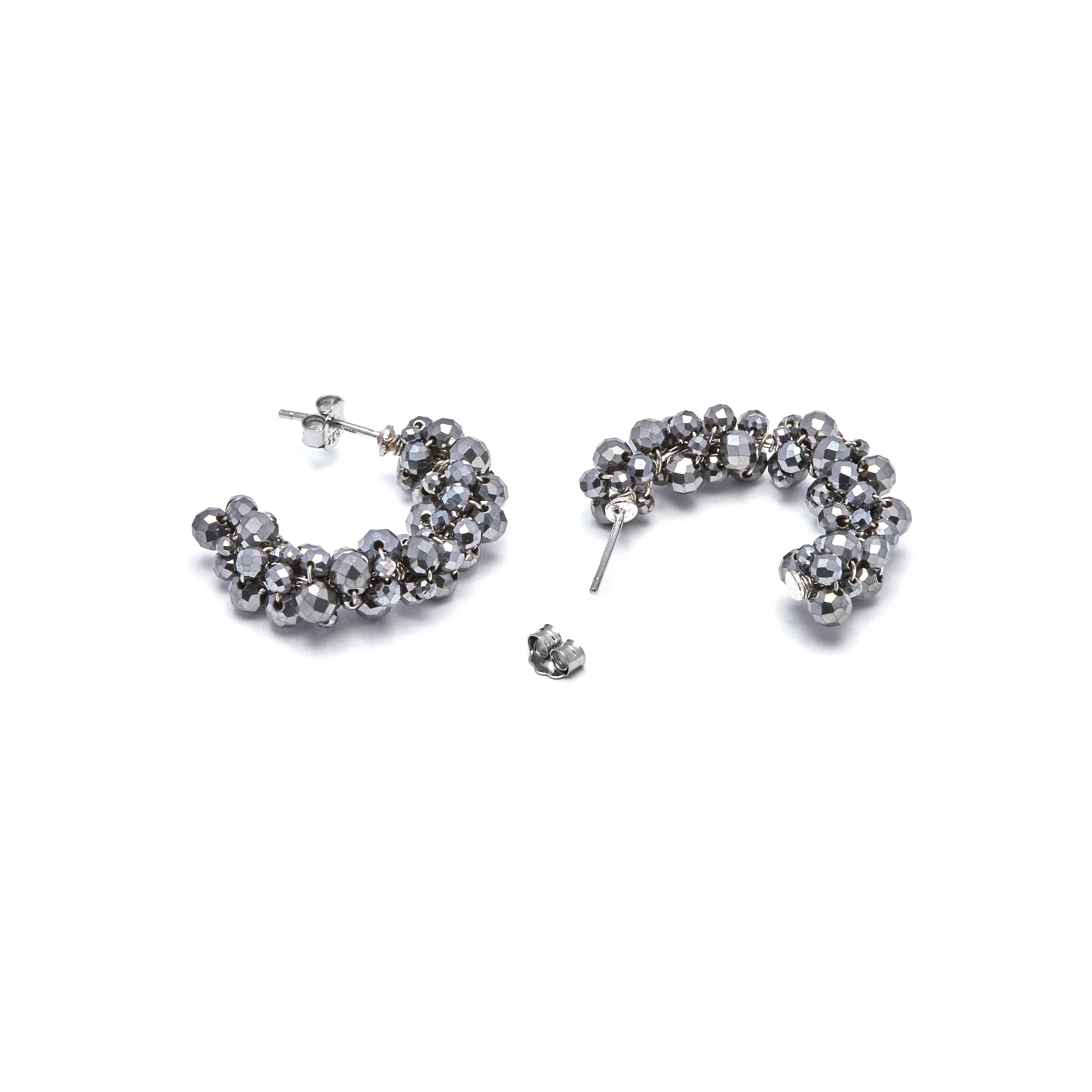 Pendientes de Plata de Ley 925 y Hematite acabado en rodio - Silka - Image 5