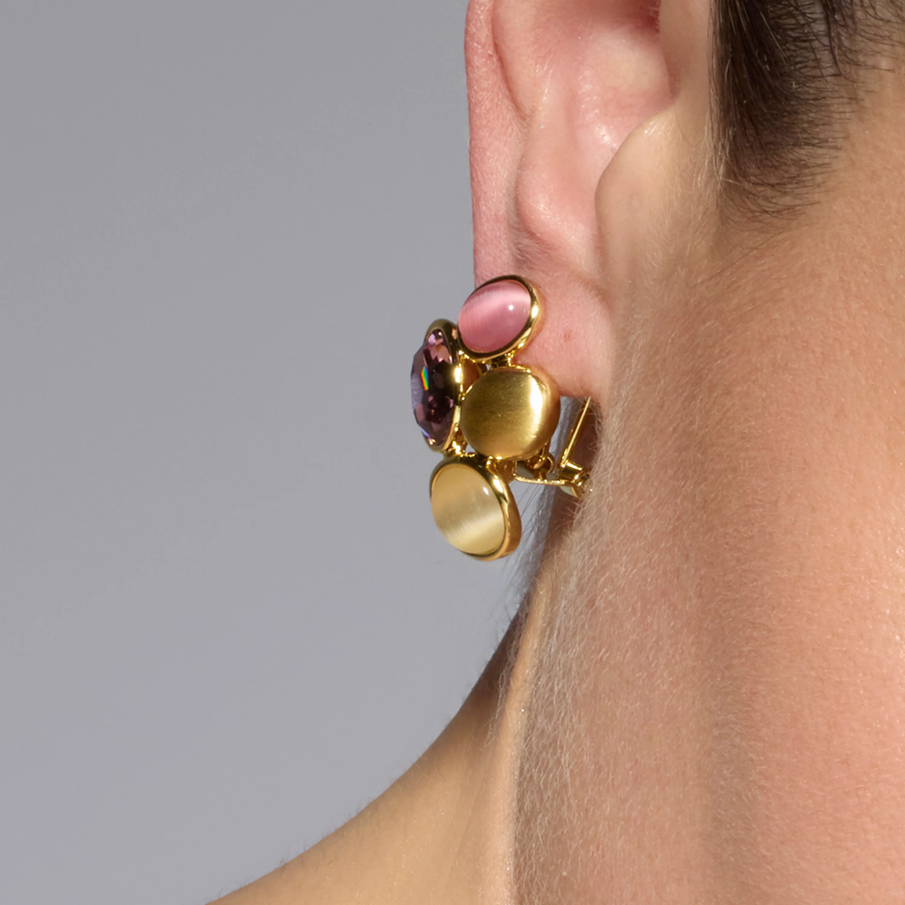 Pendientes acabado oro amarillo de 18k y Cristal Multicolor - Sionu - Image 4