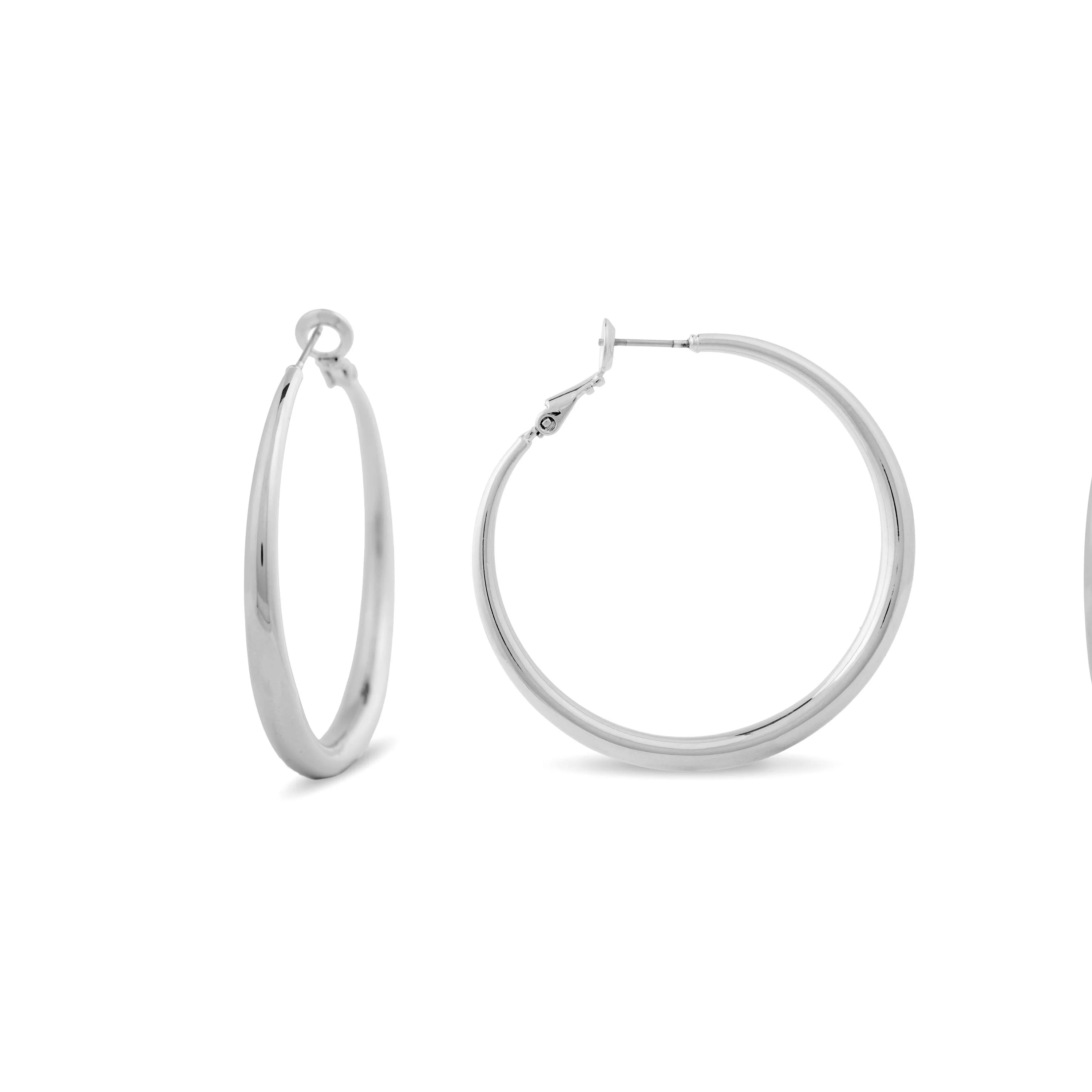 Pendientes de 41mm de diámetro acabados en rodio - Sira