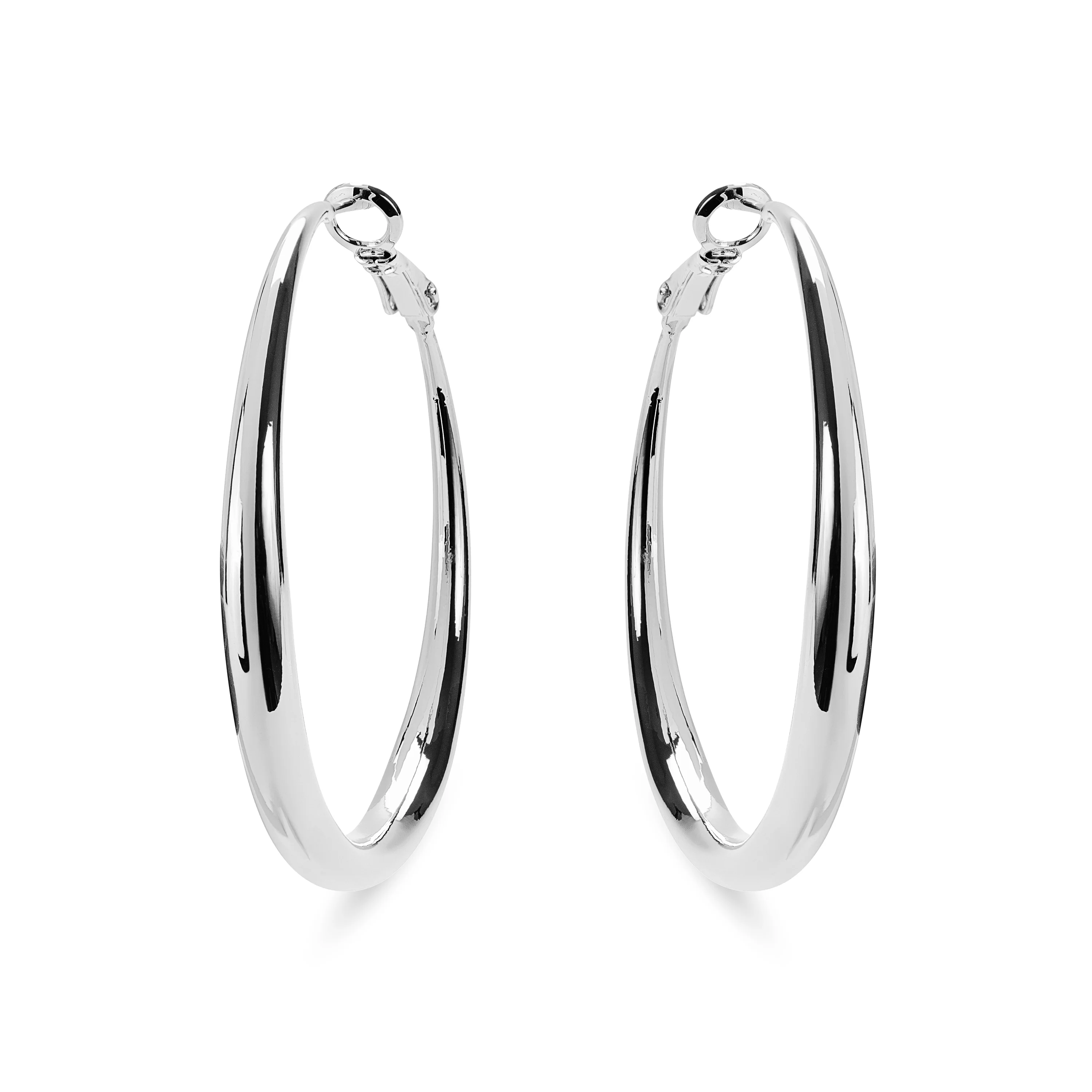 Pendientes de 41mm de diámetro acabados en rodio - Sira - Image 3