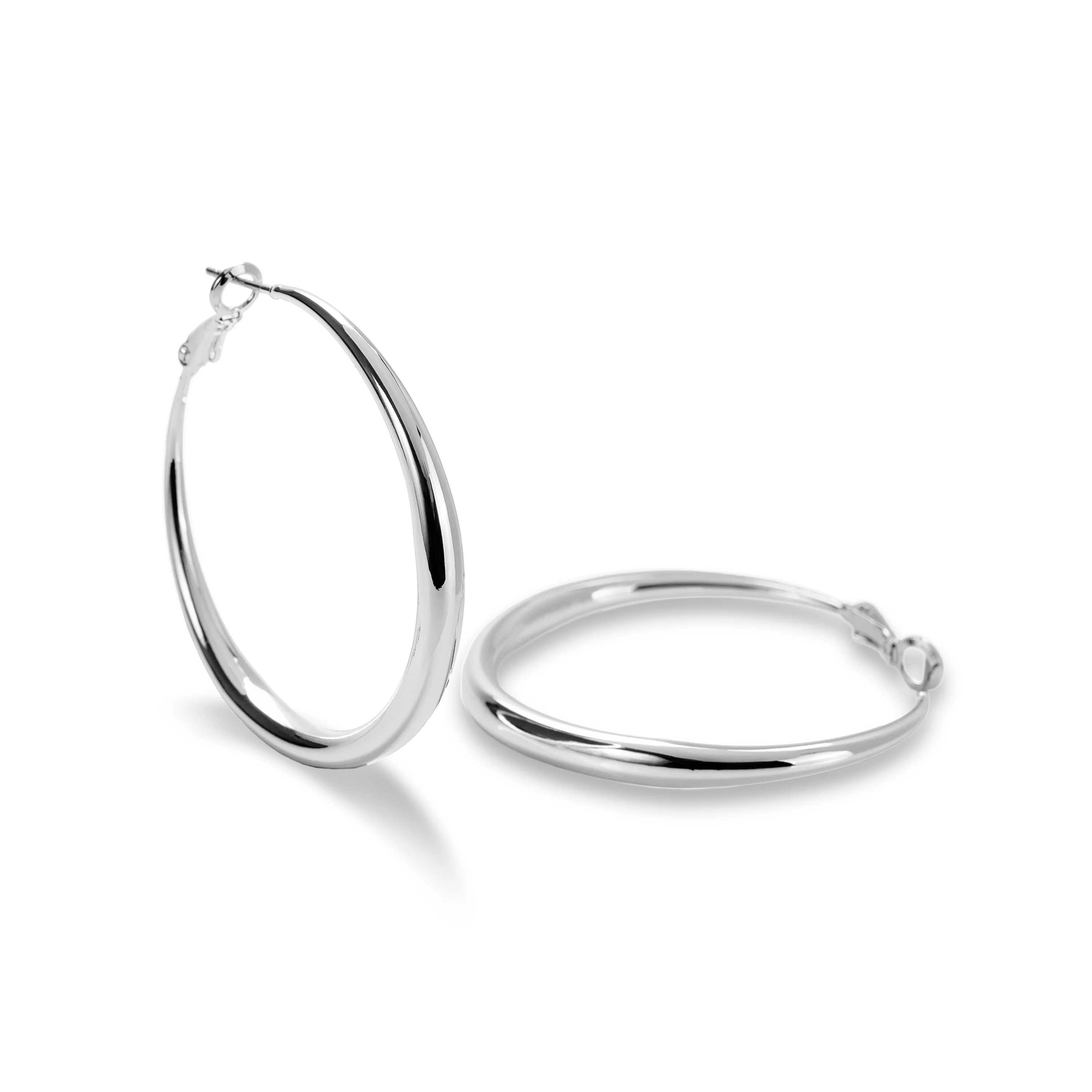 Pendientes de 41mm de diámetro acabados en rodio - Sira - Image 5
