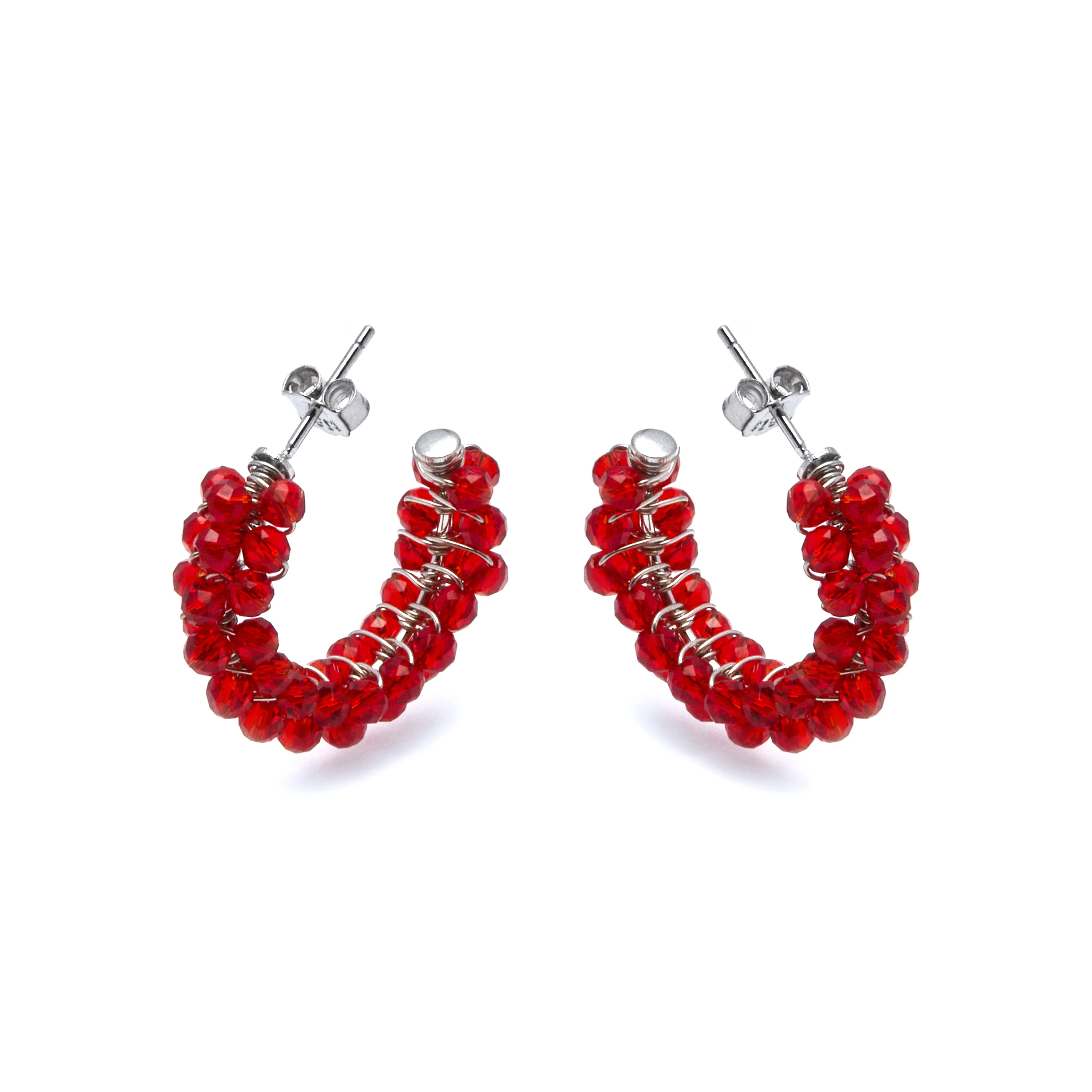 Pendientes De Plata De Ley 925 con Cristal Rojo acabado oro 18k - Siran - Image 3