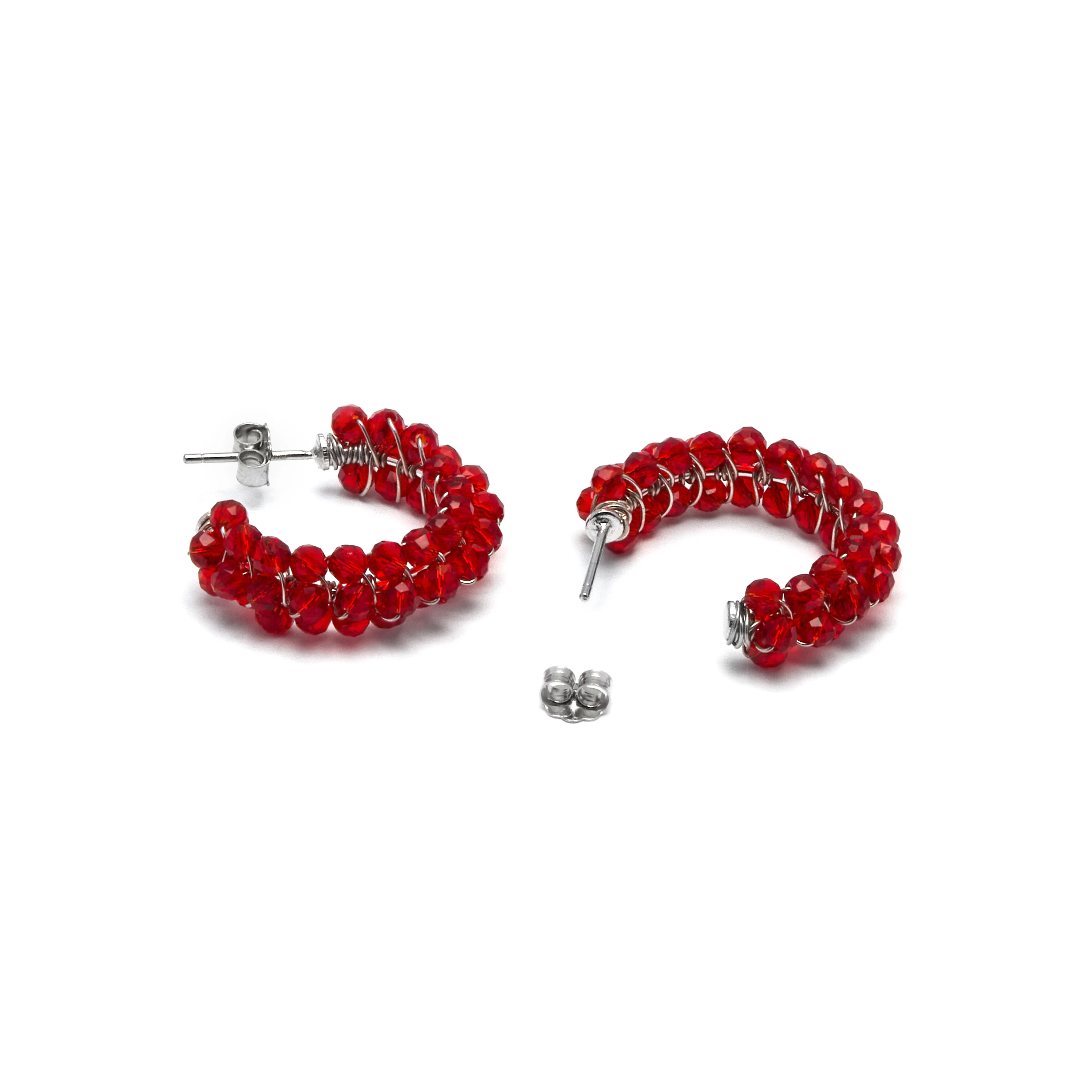 Pendientes De Plata De Ley 925 con Cristal Rojo acabado oro 18k - Siran - Image 5