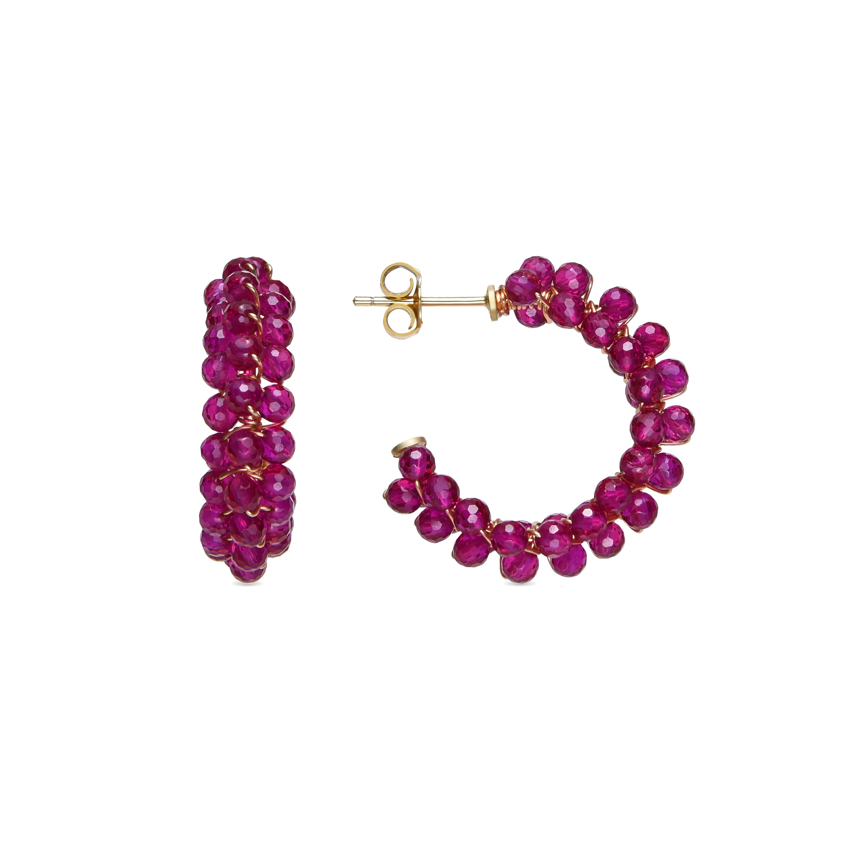 Pendientes de Plata de Ley 925 y Cristal Rosa acabado oro 18k - Siran