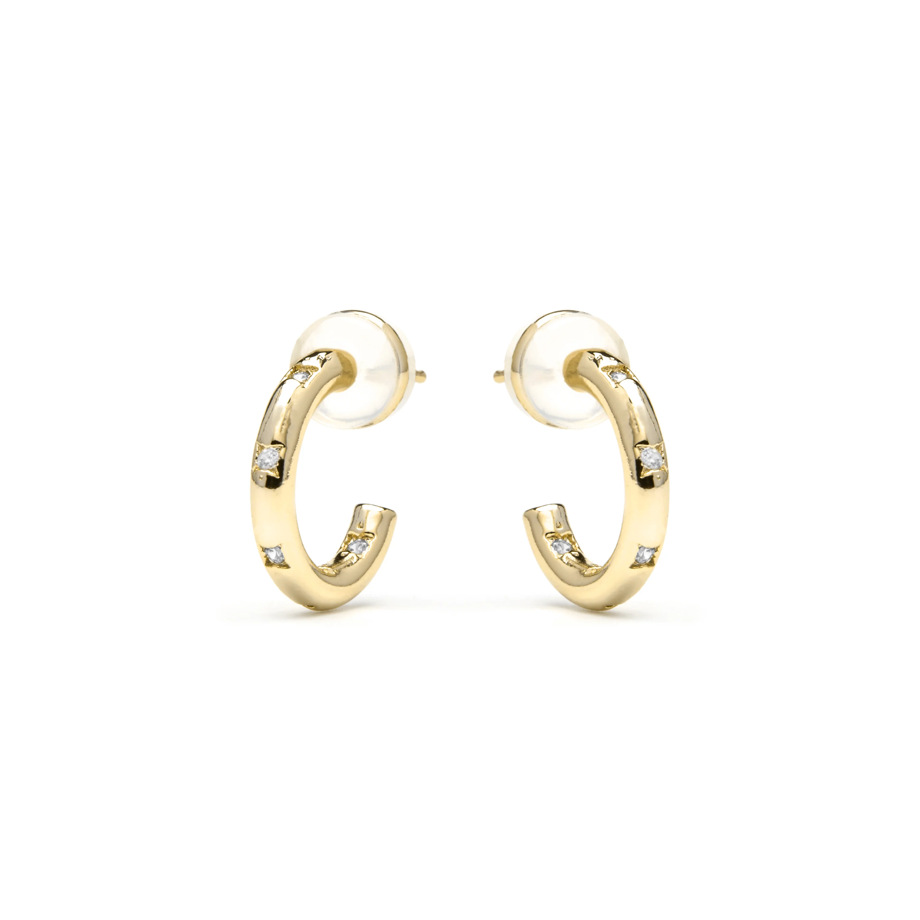 Pendientes acabado oro amarillo de 18k y Circonita Brillante - Sisah - Image 3