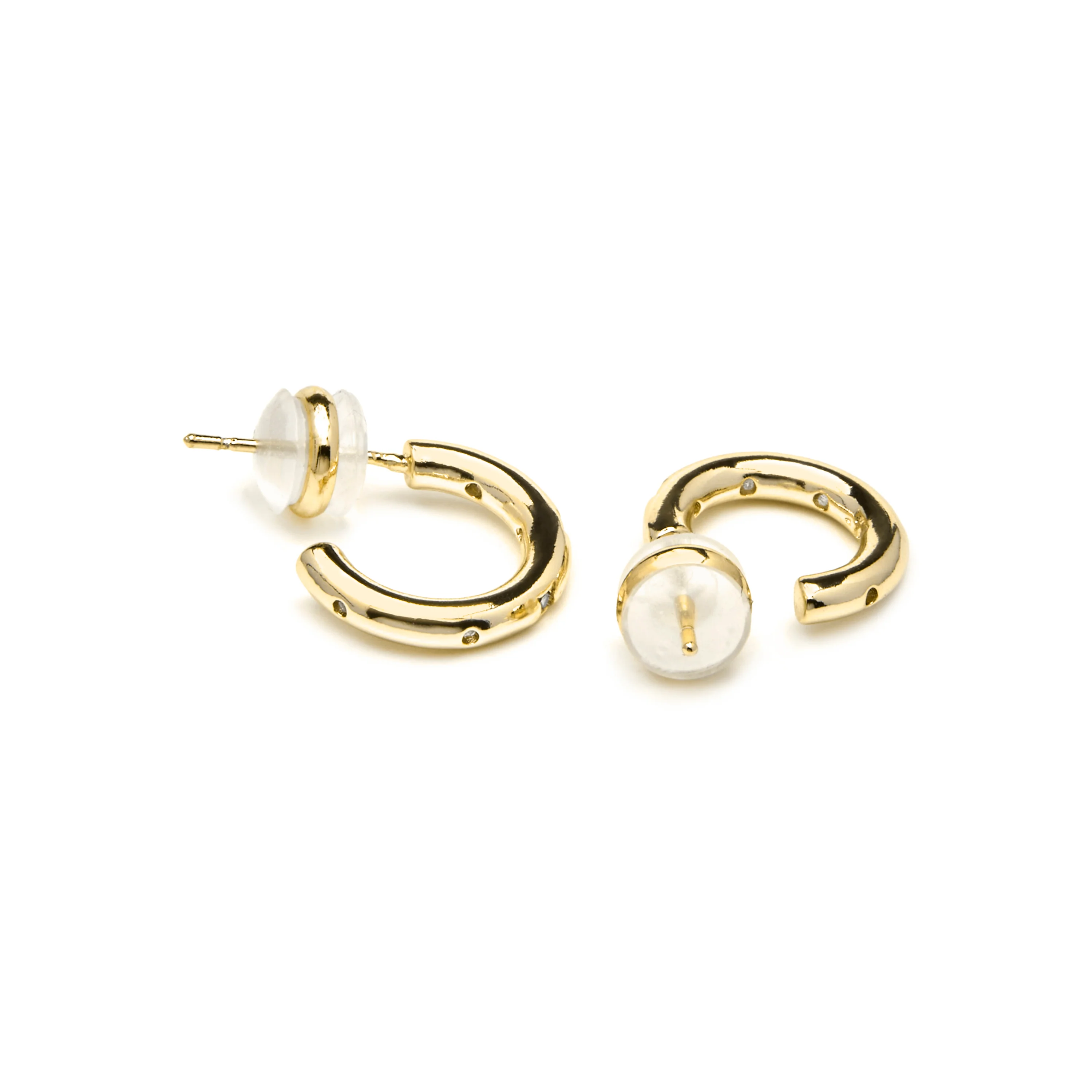 Pendientes acabado oro amarillo de 18k y Circonita Brillante - Sisah - Image 4