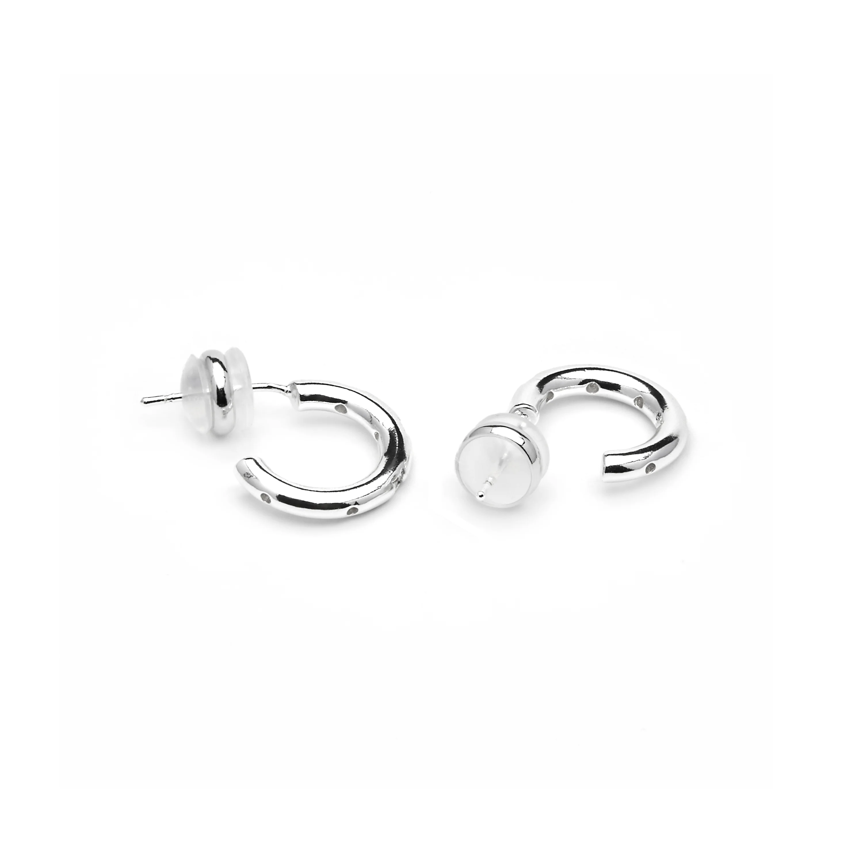 Pendientes de 14,5mm de diámetro acabado plata y circonita - Sisah - Image 3