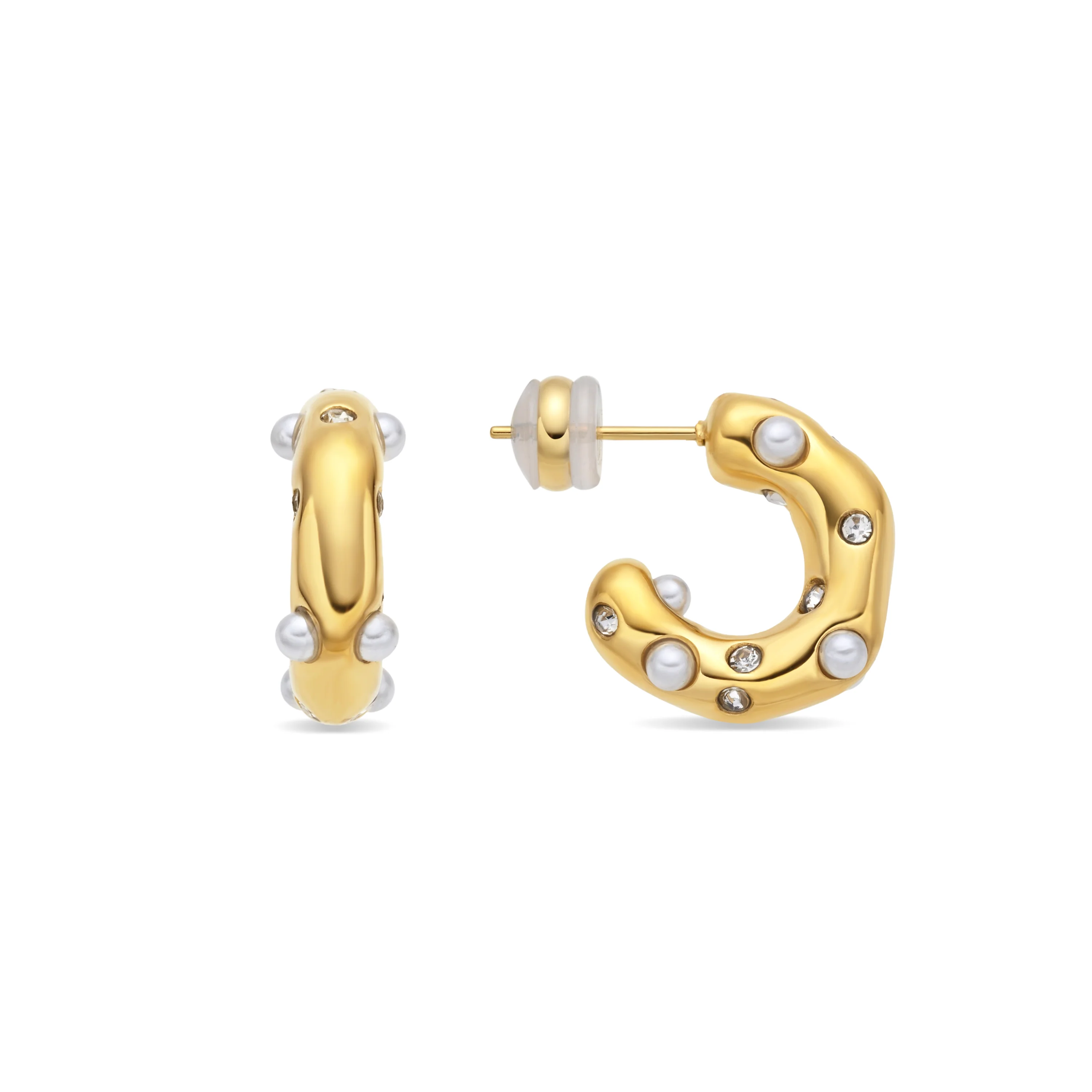 Pendientes de Perla Blanca acabado en oro amarillo 18k - Sisenia