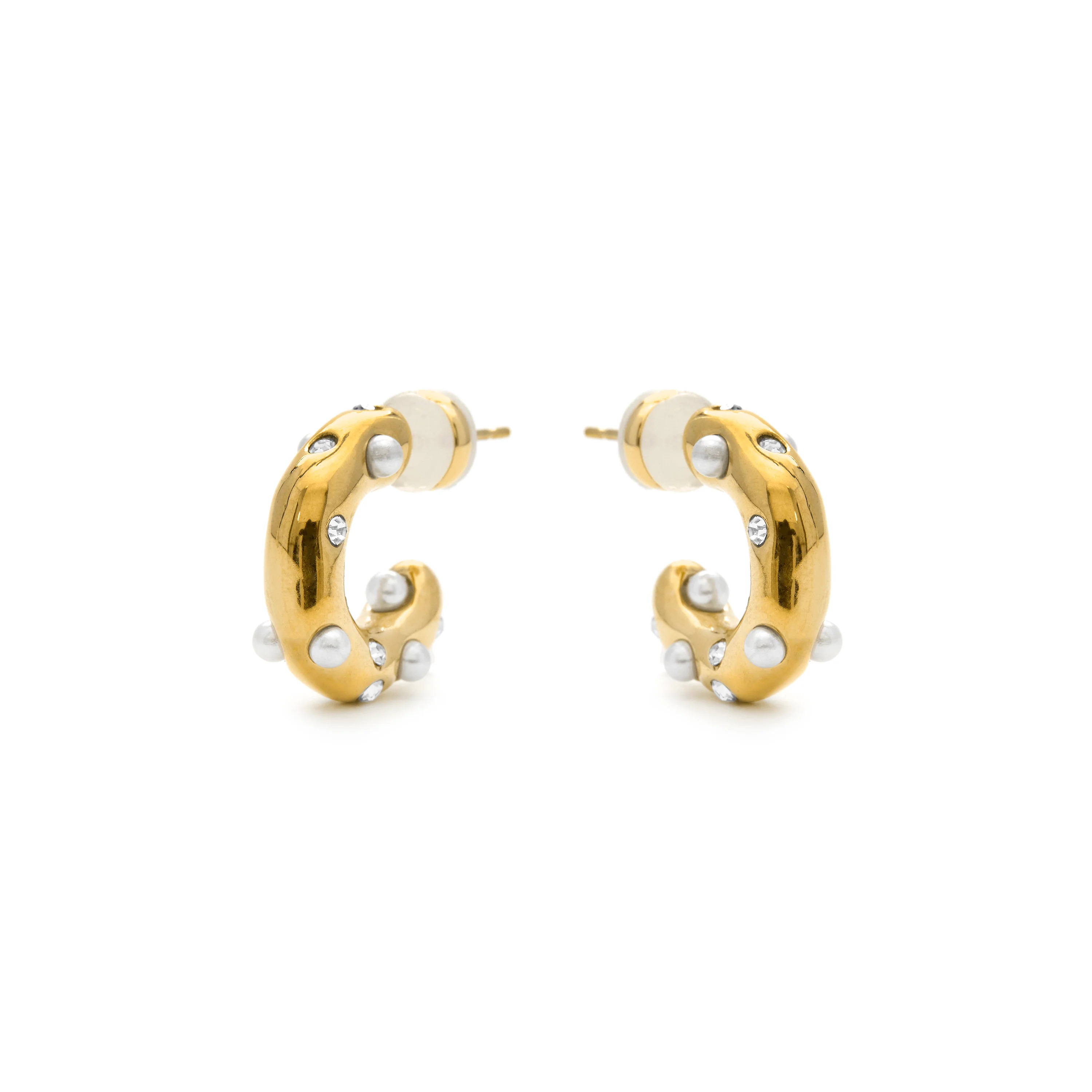 Pendientes de Perla Blanca acabado en oro amarillo 18k - Sisenia - Image 3