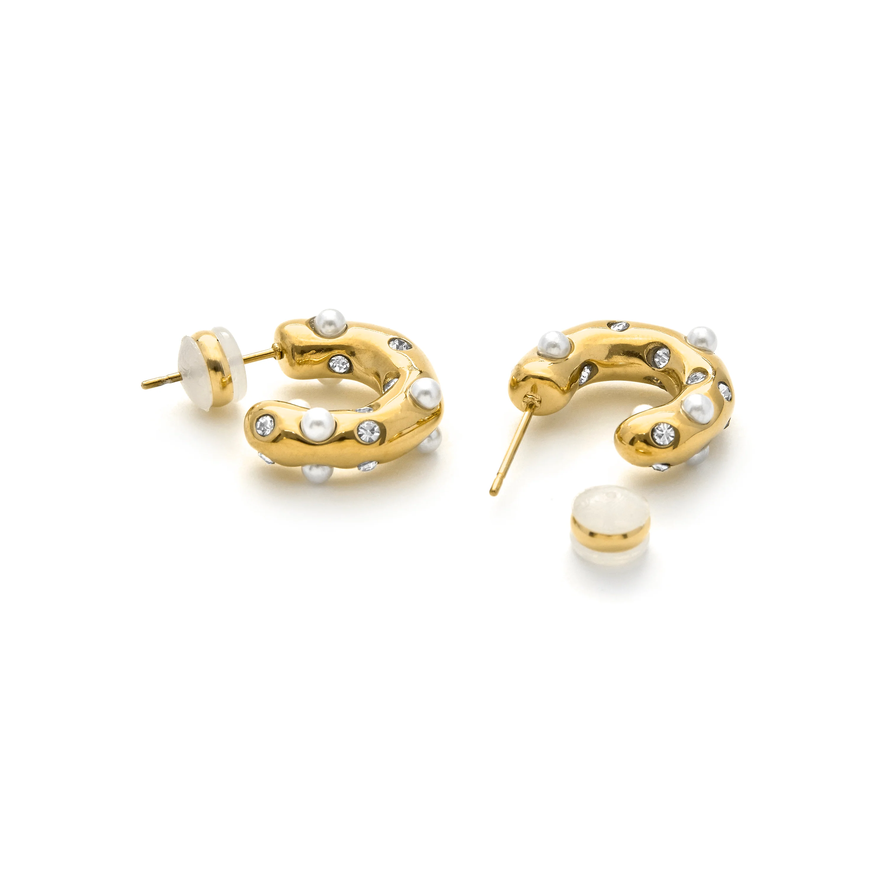 Pendientes de Perla Blanca acabado en oro amarillo 18k - Sisenia - Image 5