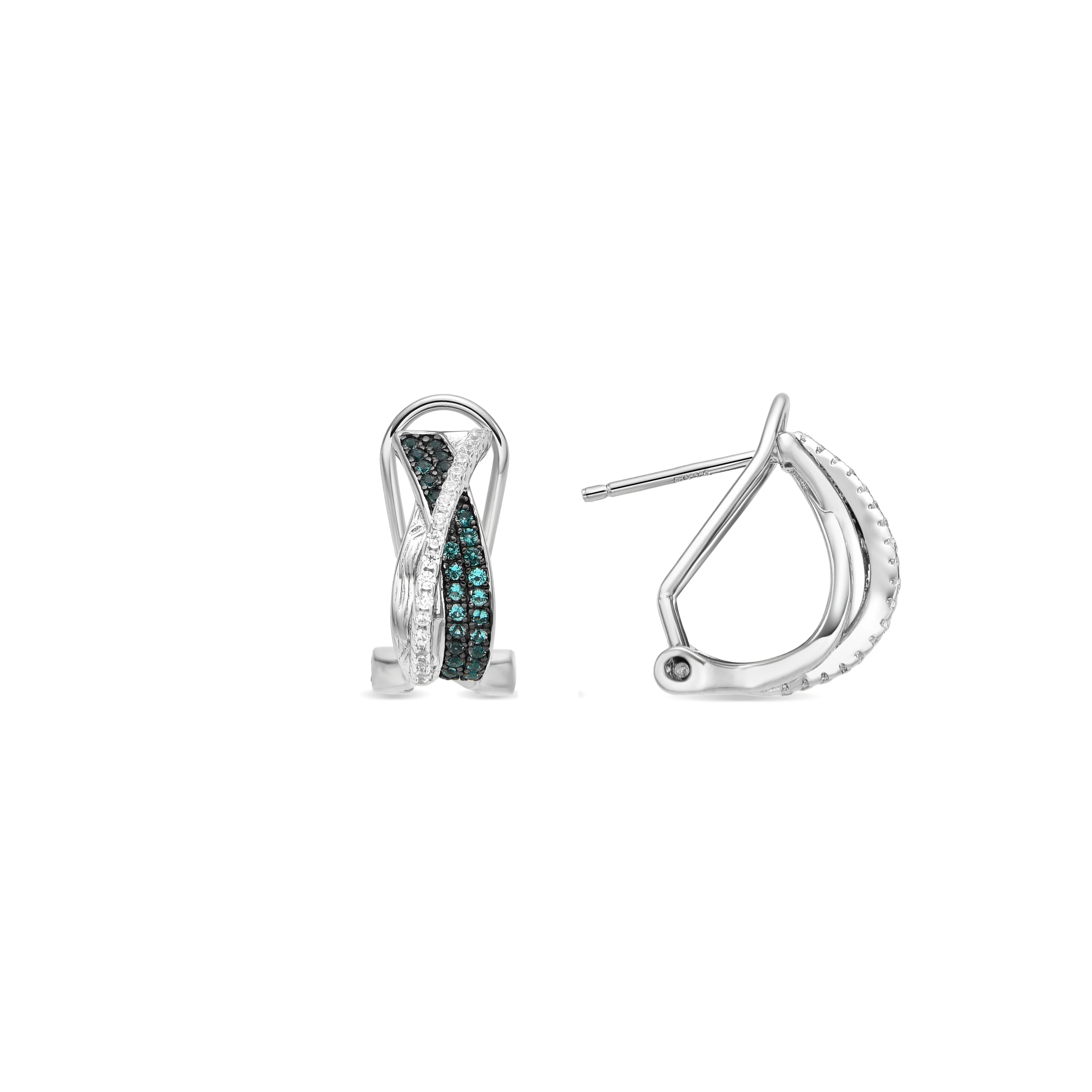 Pendientes de Plata de Ley 925 y Cuarzo Hidrotermal Verde Paraiba acabado rodio - Siyi