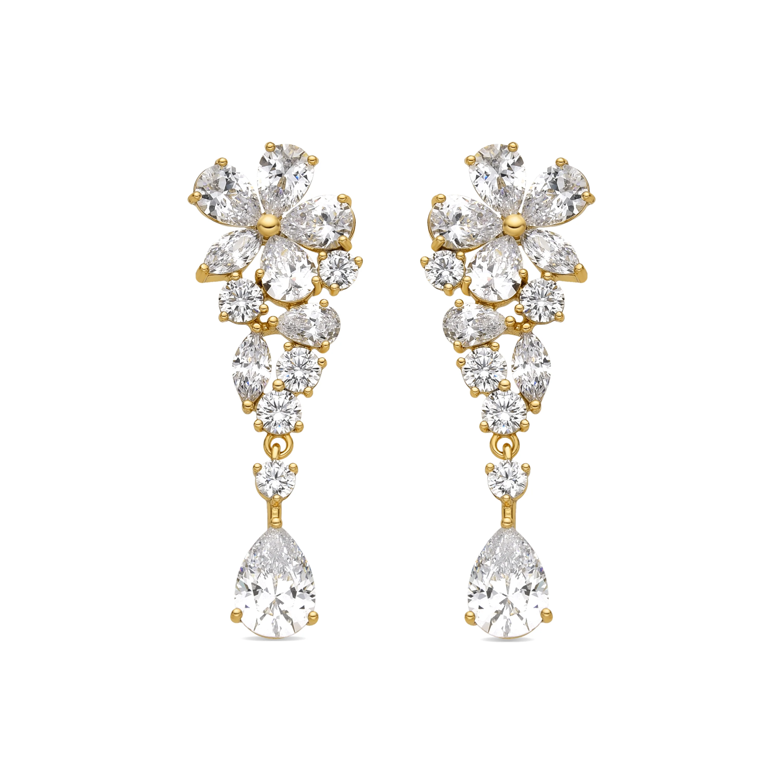 Pendientes con Circonita Brillante acabado oro 18k - Snesy