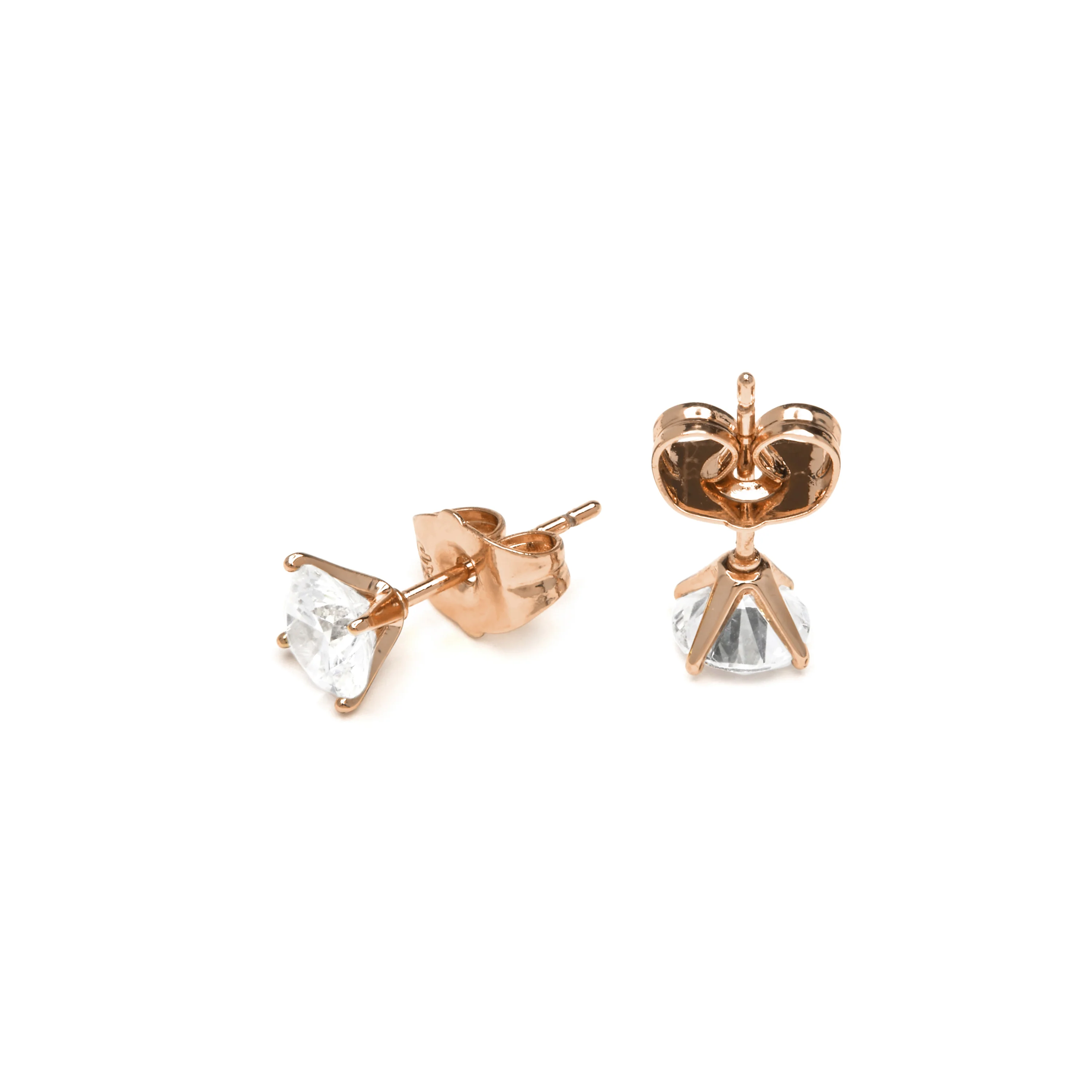 Pendientes  con Circonita Brillante acabado oro rosa 18k - Verak - Image 4