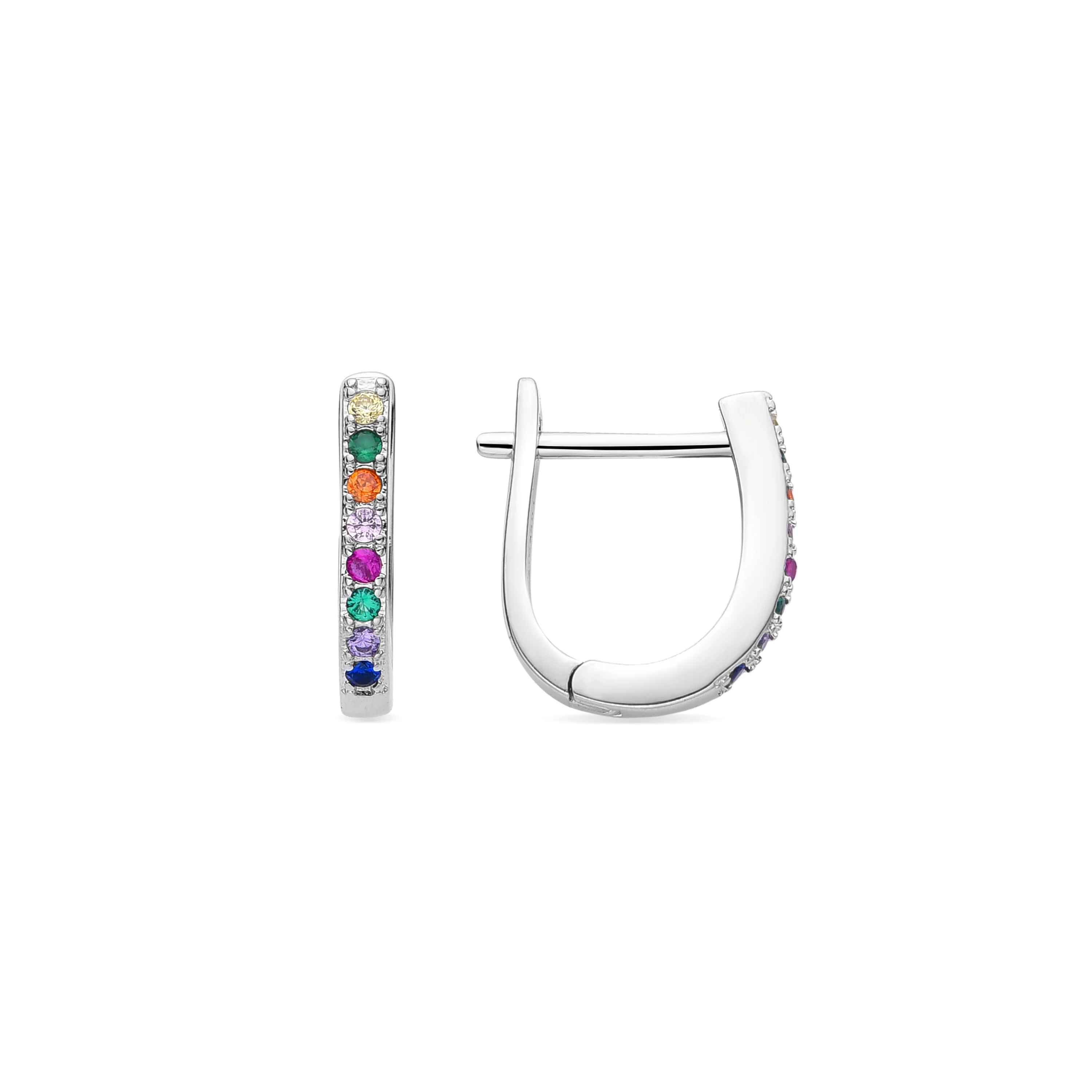 Pendientes de 13,5mm de diámetro con circonita Multicolor acabados en rodio - Argys