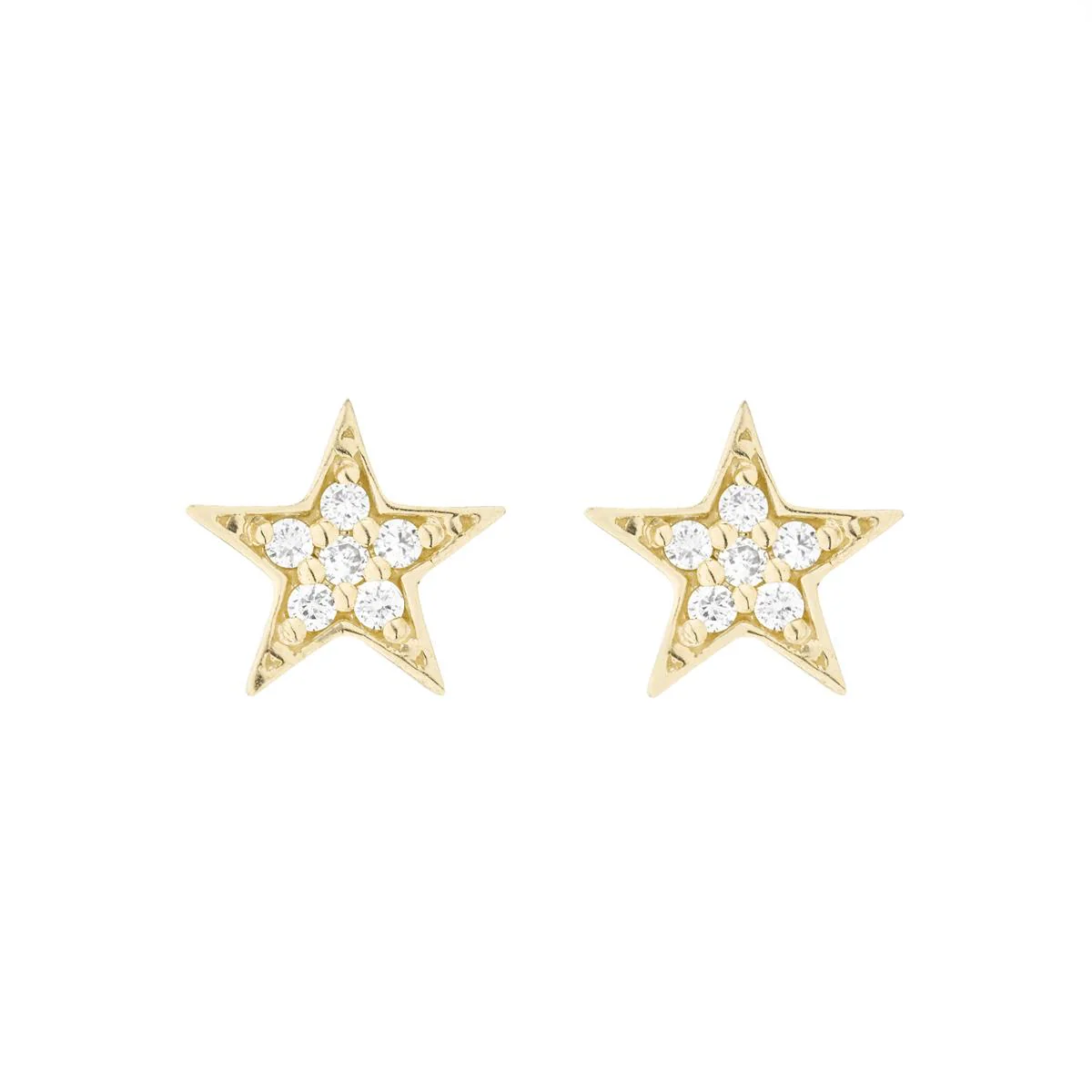 Pendientes Star oro de ley de 18k y diamantes - Star BLANCO