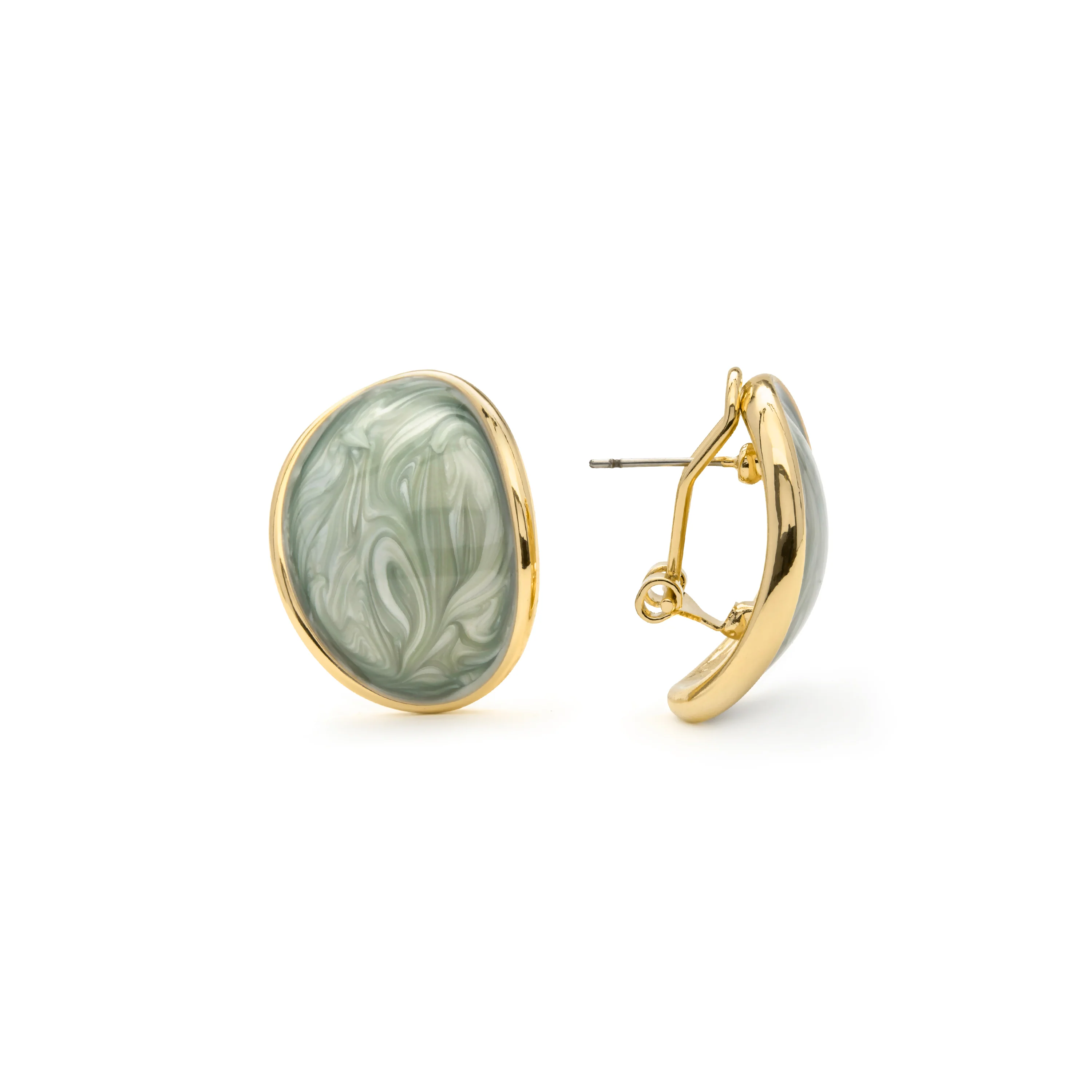 Pendientes de Lacado Verde acabado en oro amarillo 18k - Sul