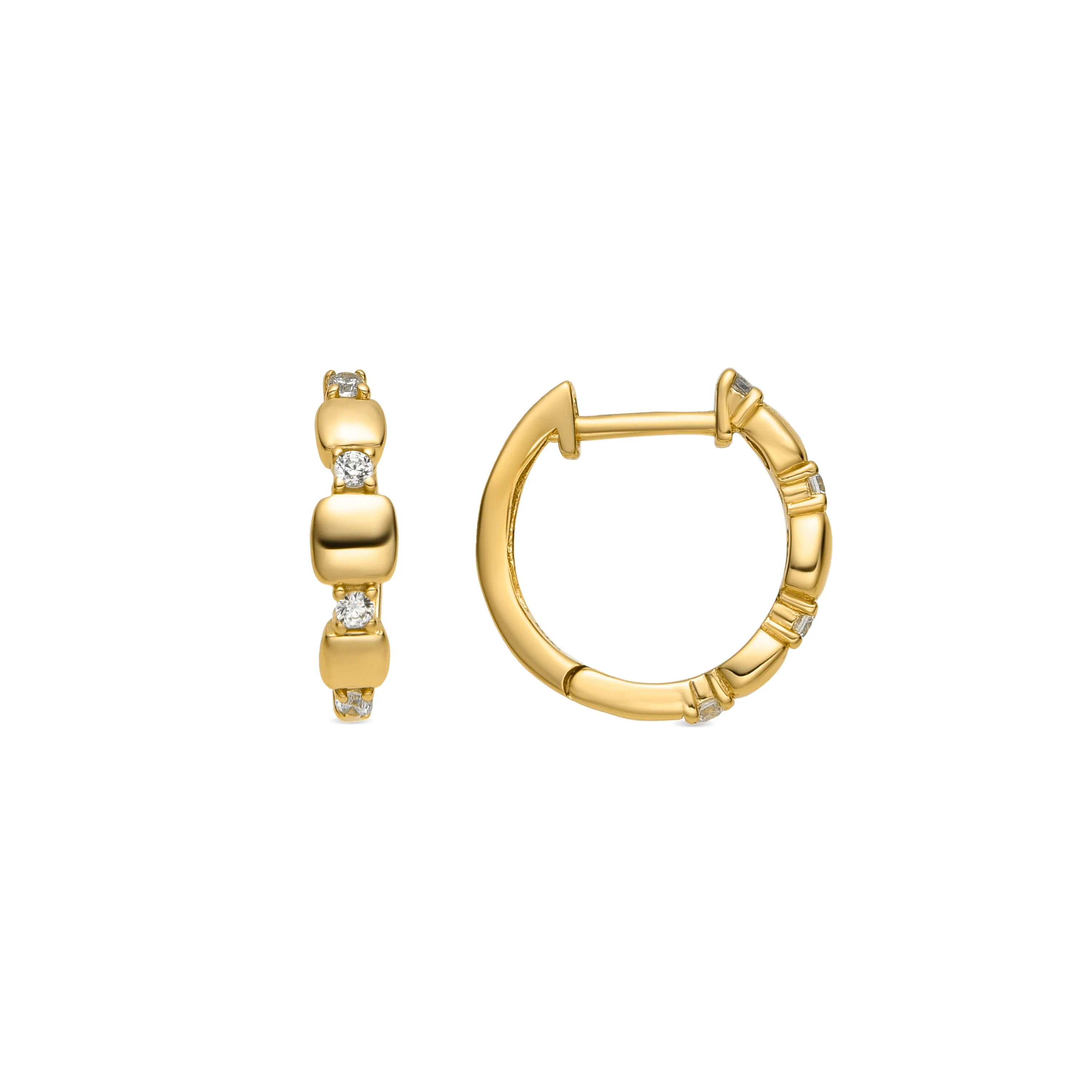 Pendientes de Plata de Ley 925 y Circonita Brillante acabado oro amarillo de 18k - Sures
