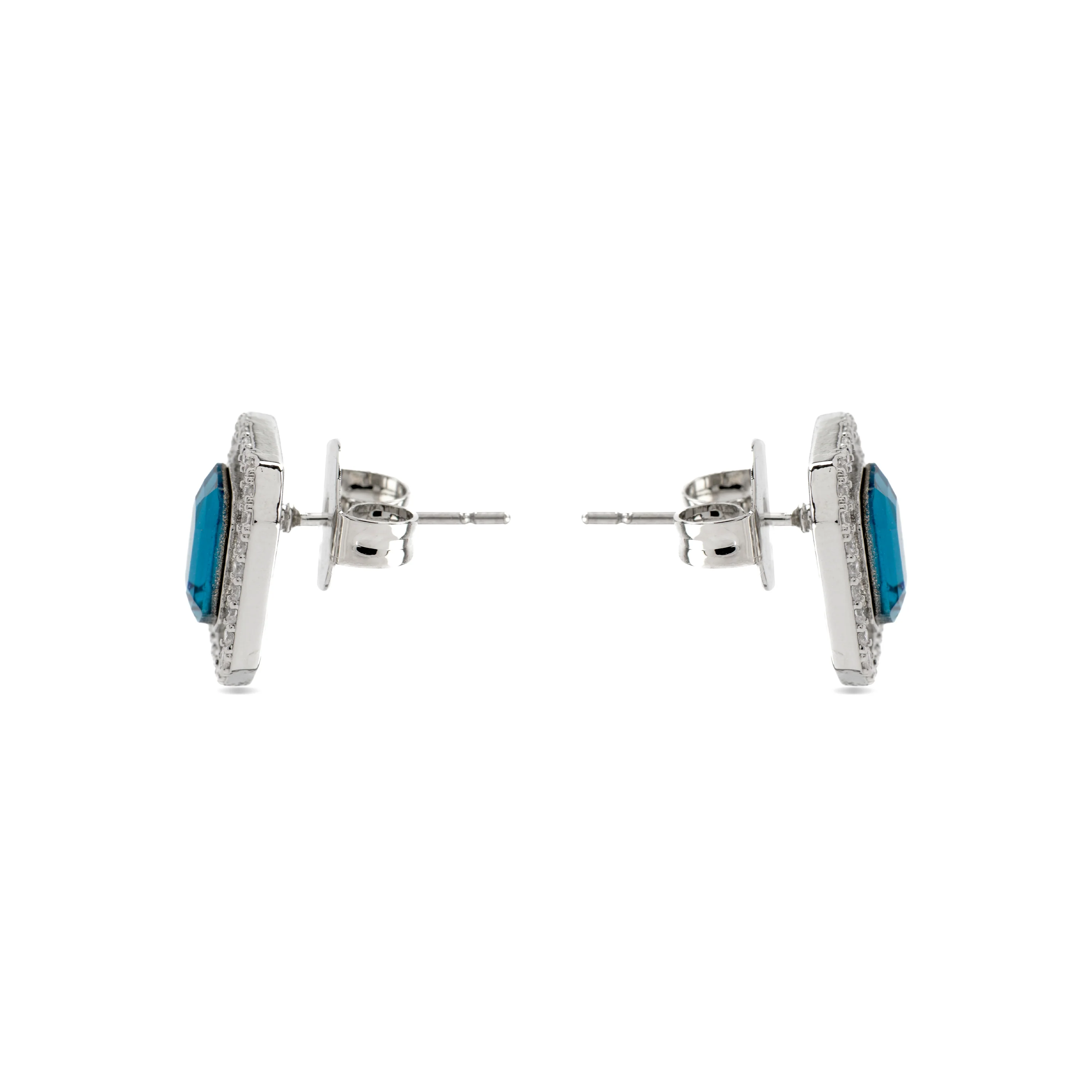 Pendientes con Circonita Topacio Azul acabado plata - Surin - Image 3
