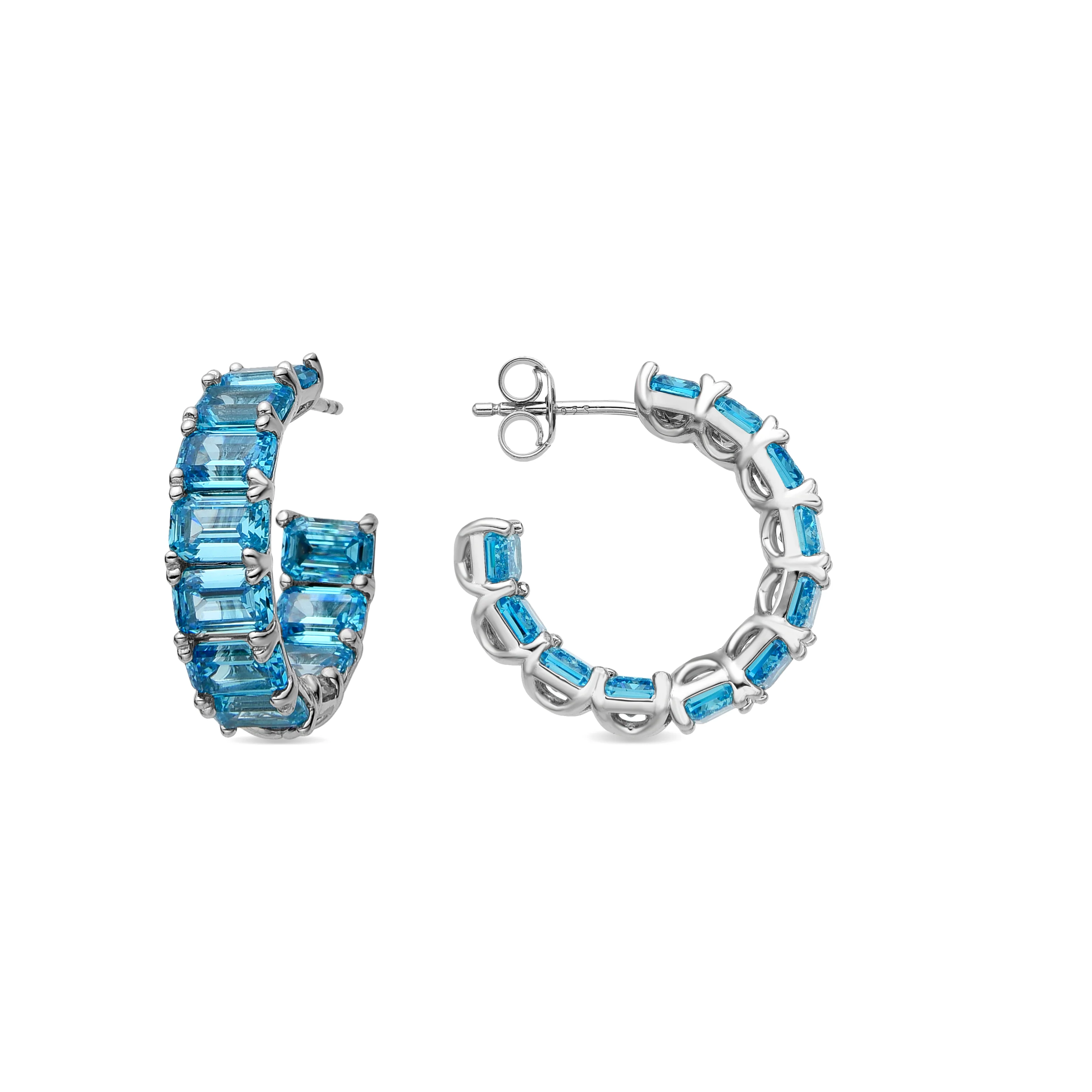Pendientes de Plata de Ley 925 y Circonita Topacio Azul acabado rodio - Syruo