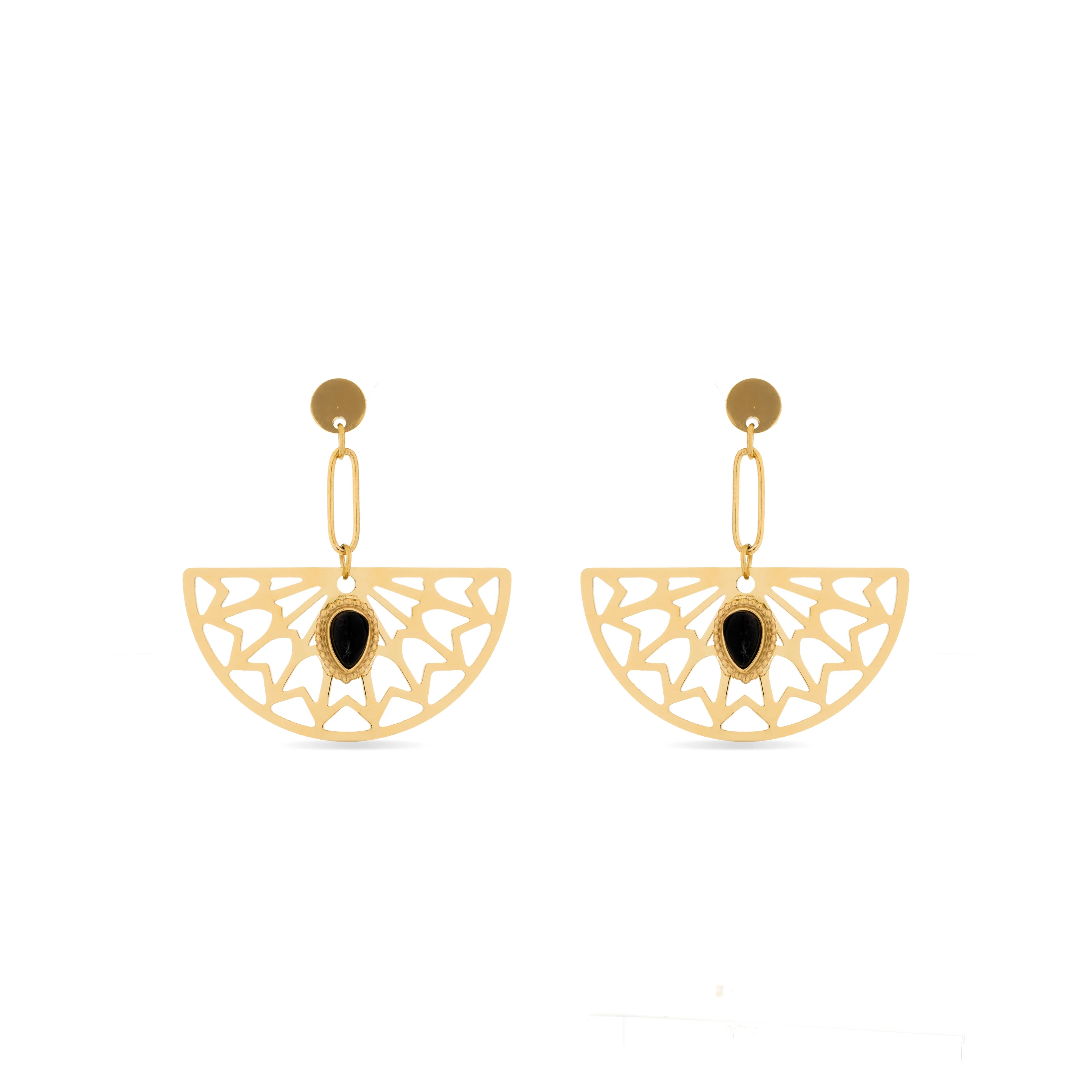 Pendientes de Onix acabados en oro amarillo 18K- Tawa