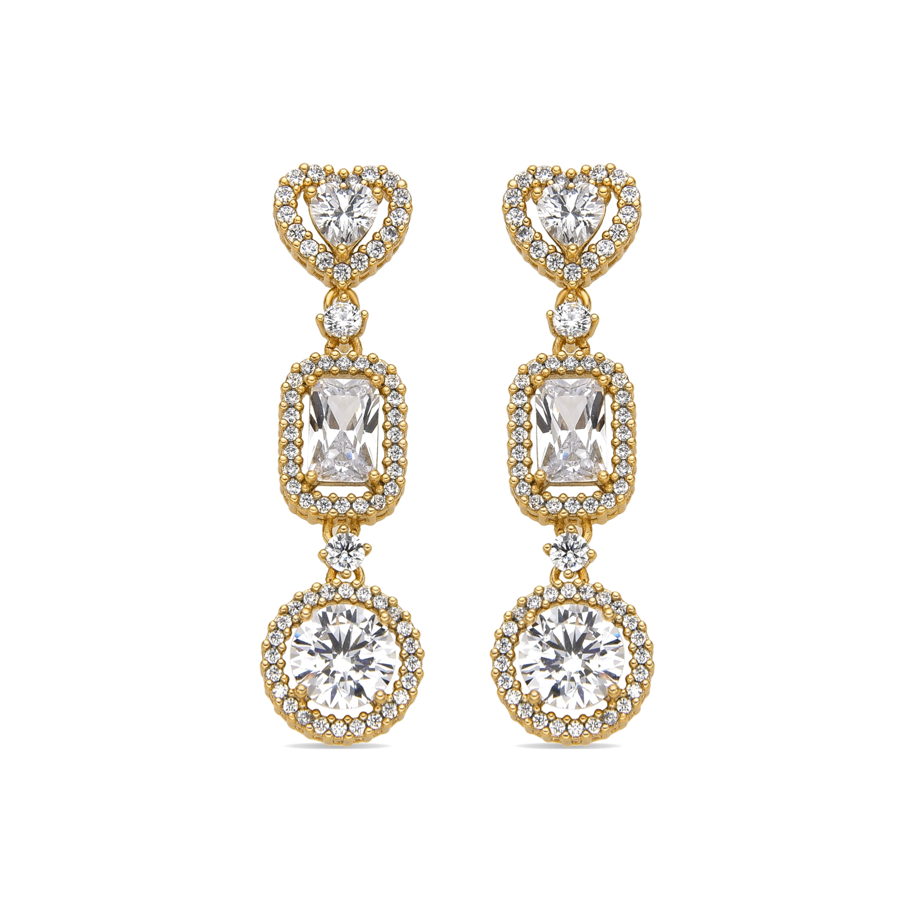 Pendientes con Circonita Brillante acabado oro 18k - Tedan