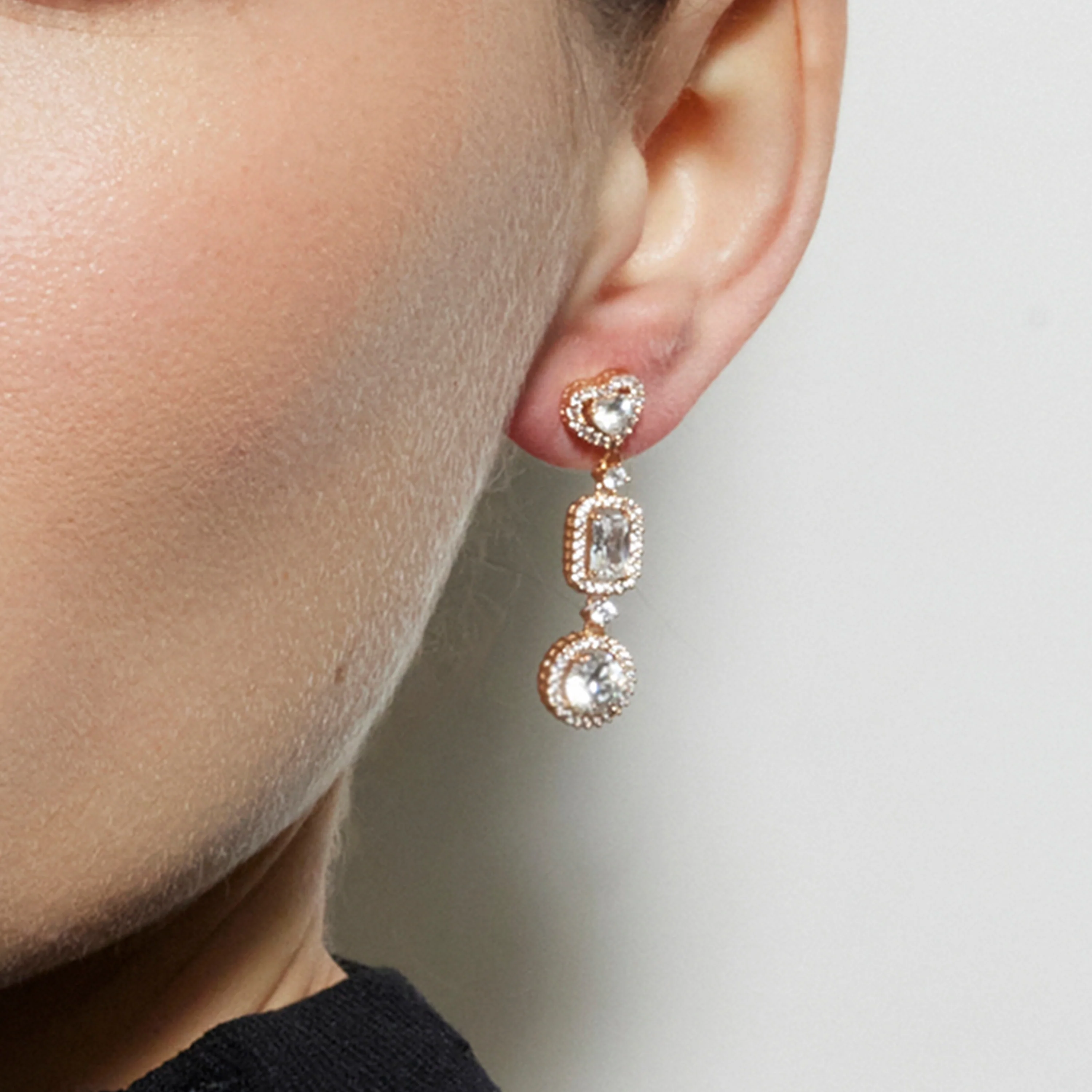 Pendientes con Circonita Brillante acabado oro 18k - Tedan - Image 3