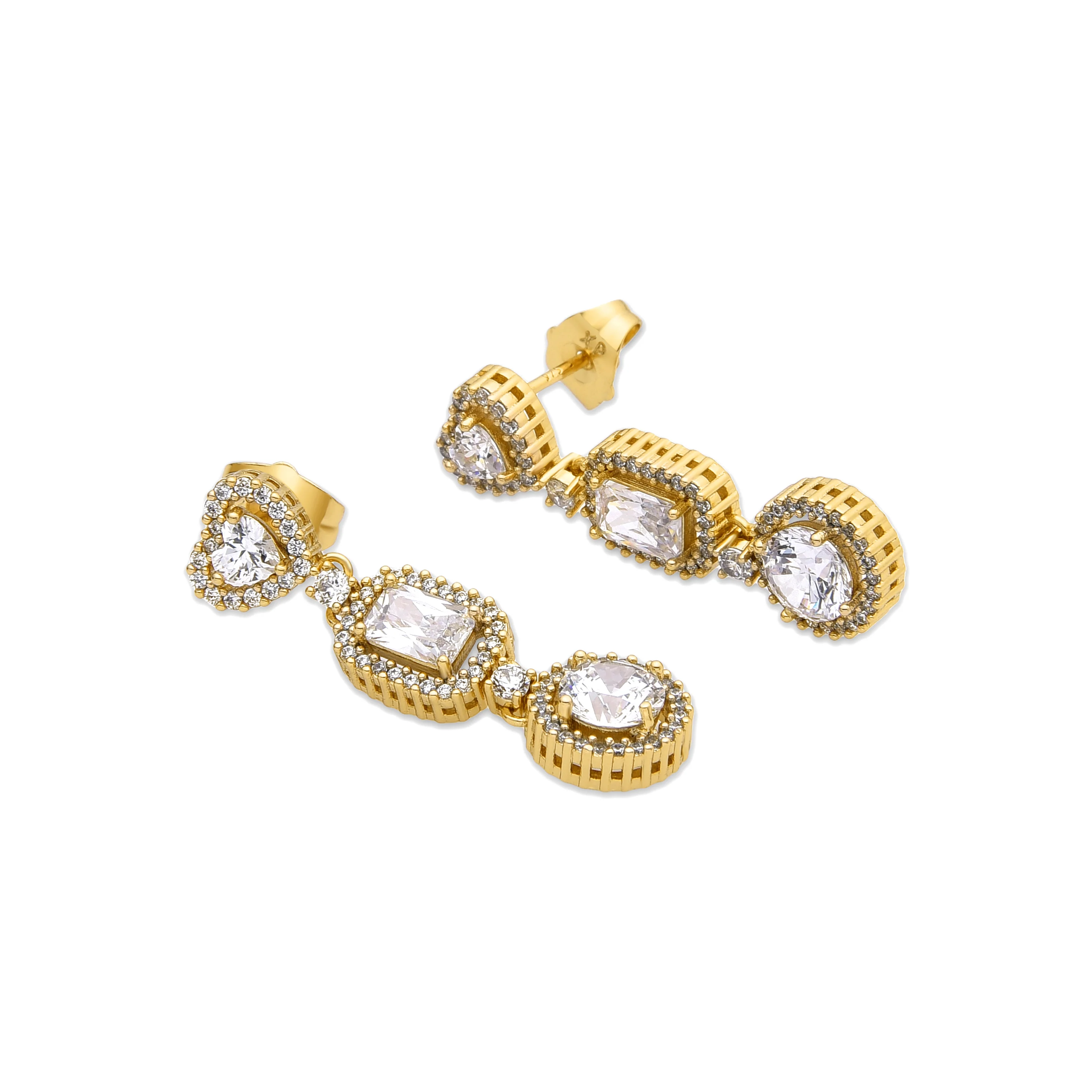 Pendientes con Circonita Brillante acabado oro 18k - Tedan - Image 4