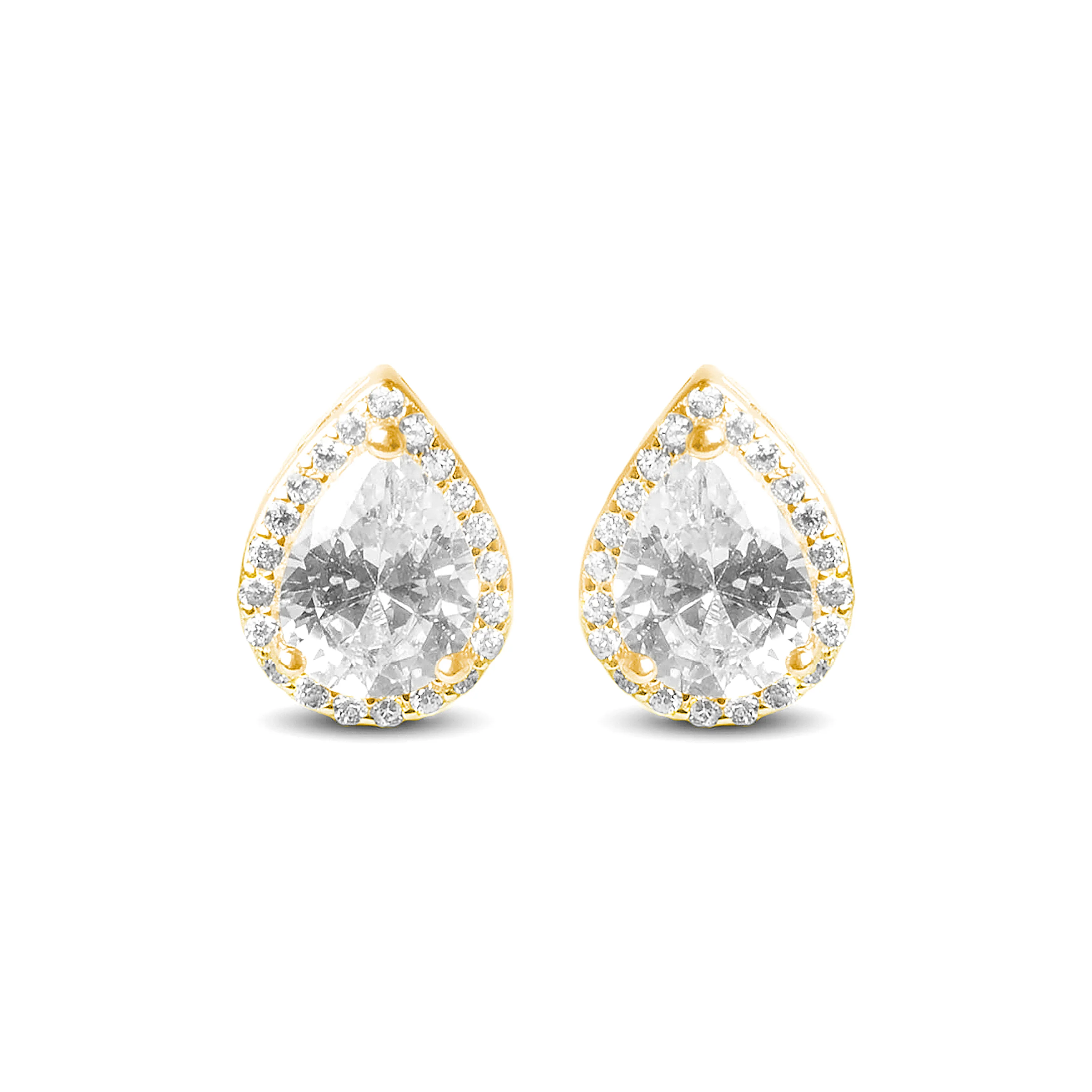 Pendientes de Plata de Ley 925 con Circonita Brillante acabados en oro amarillo 18K - Theli
