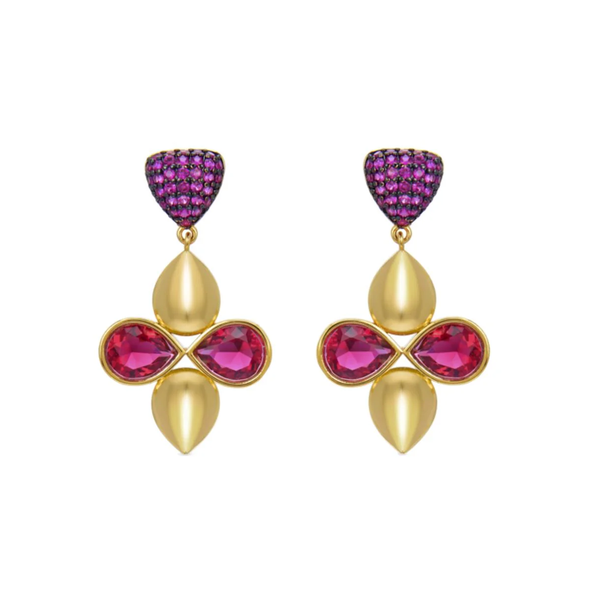 Pendientes Theoka acabado en oro amarillo - Theoka MORADO