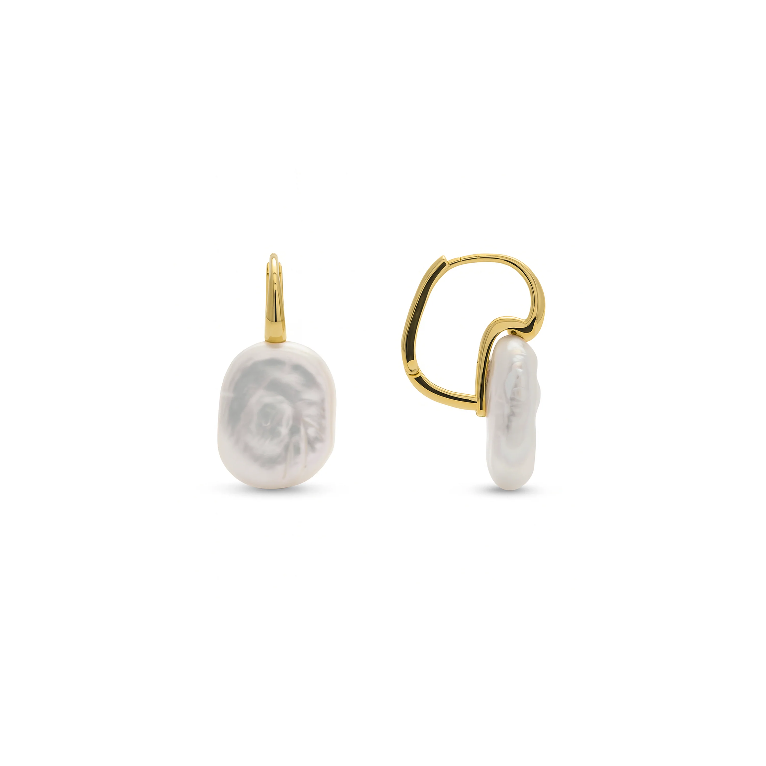 Pendientes de Perla Blanca acabado en oro amarillo 18k - Thessa