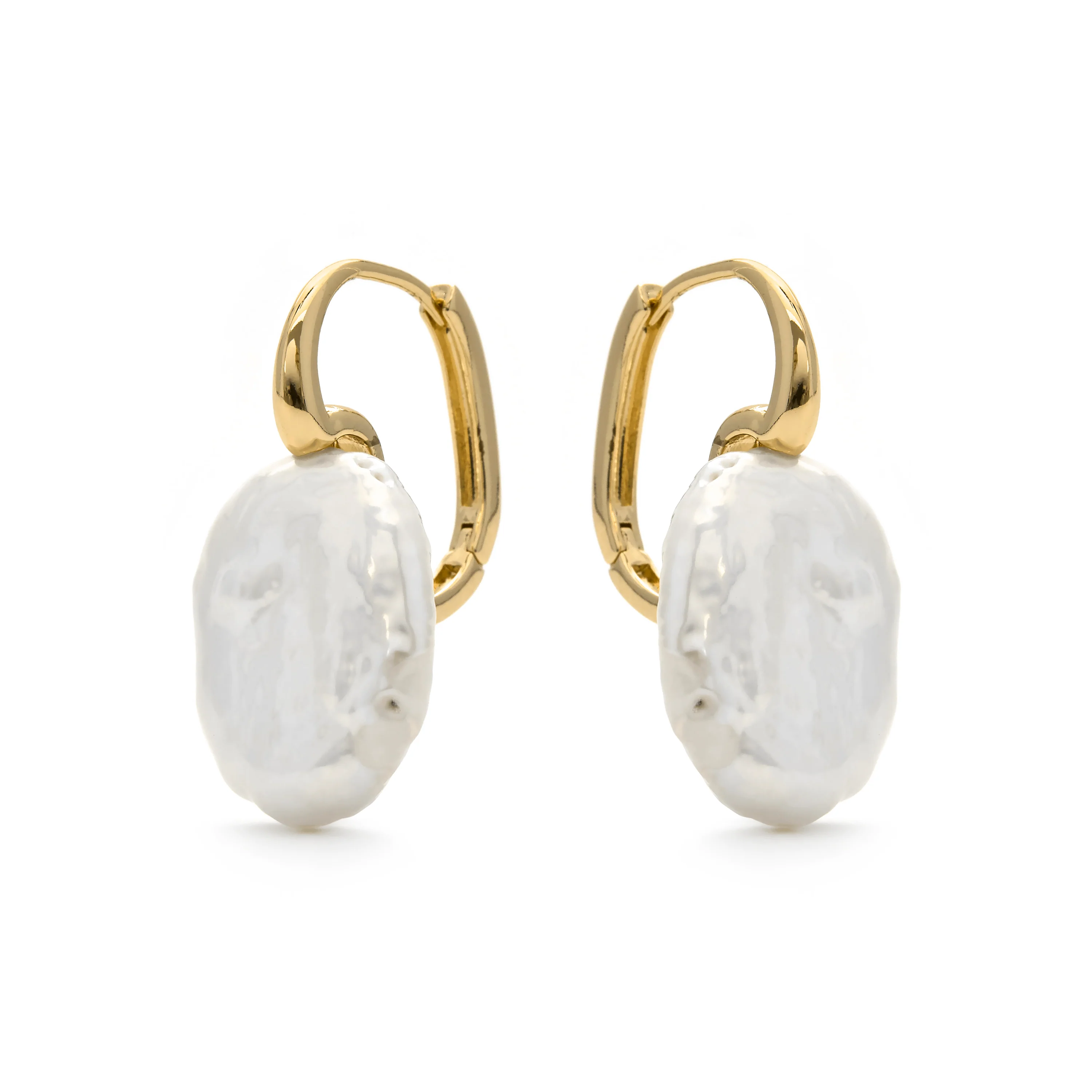 Pendientes de Perla Blanca acabado en oro amarillo 18k - Thessa - Image 3