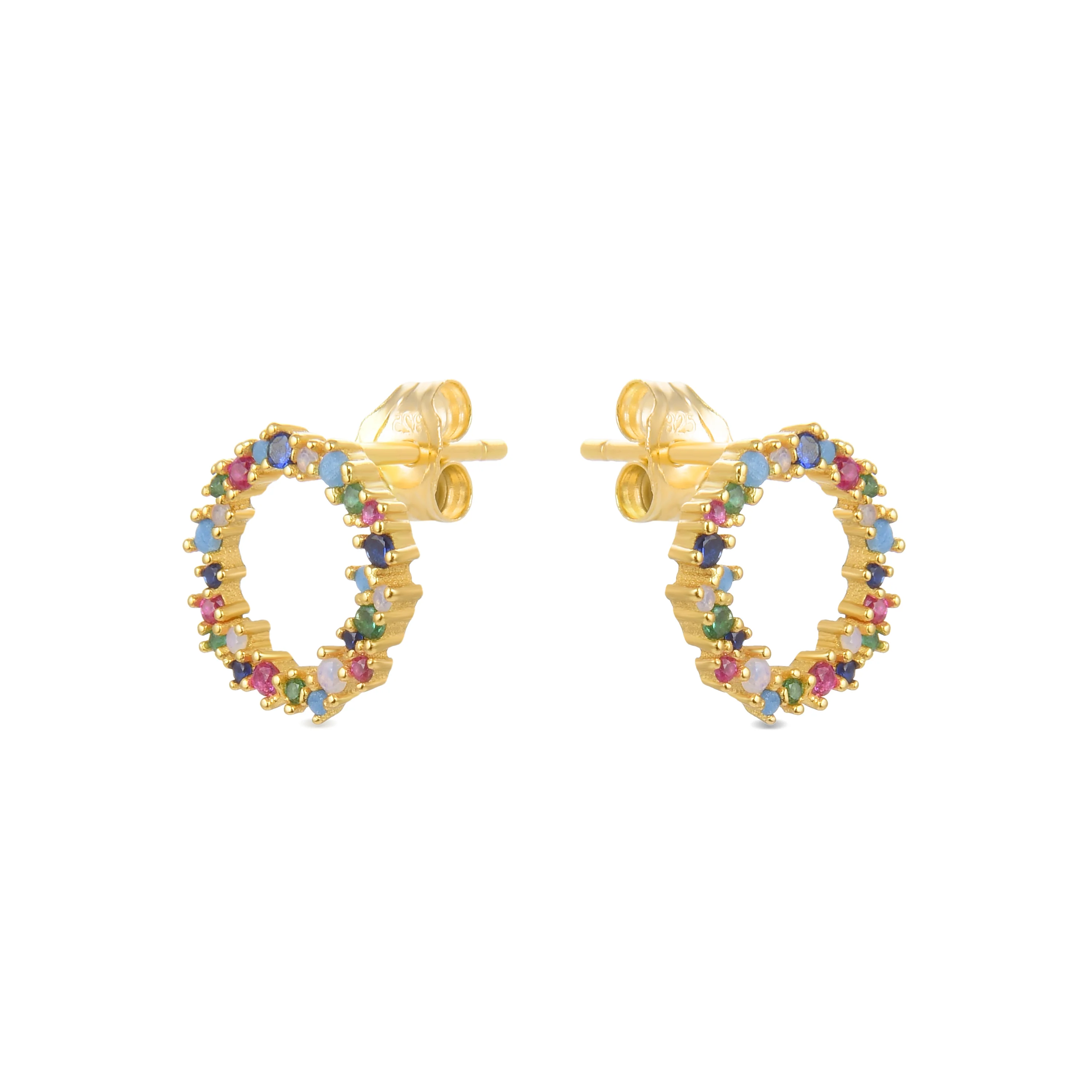 Pendientes de Plata de Ley 925 con Circonita Multicolor acabados en oro amarillo 18K - Thilak - Image 3