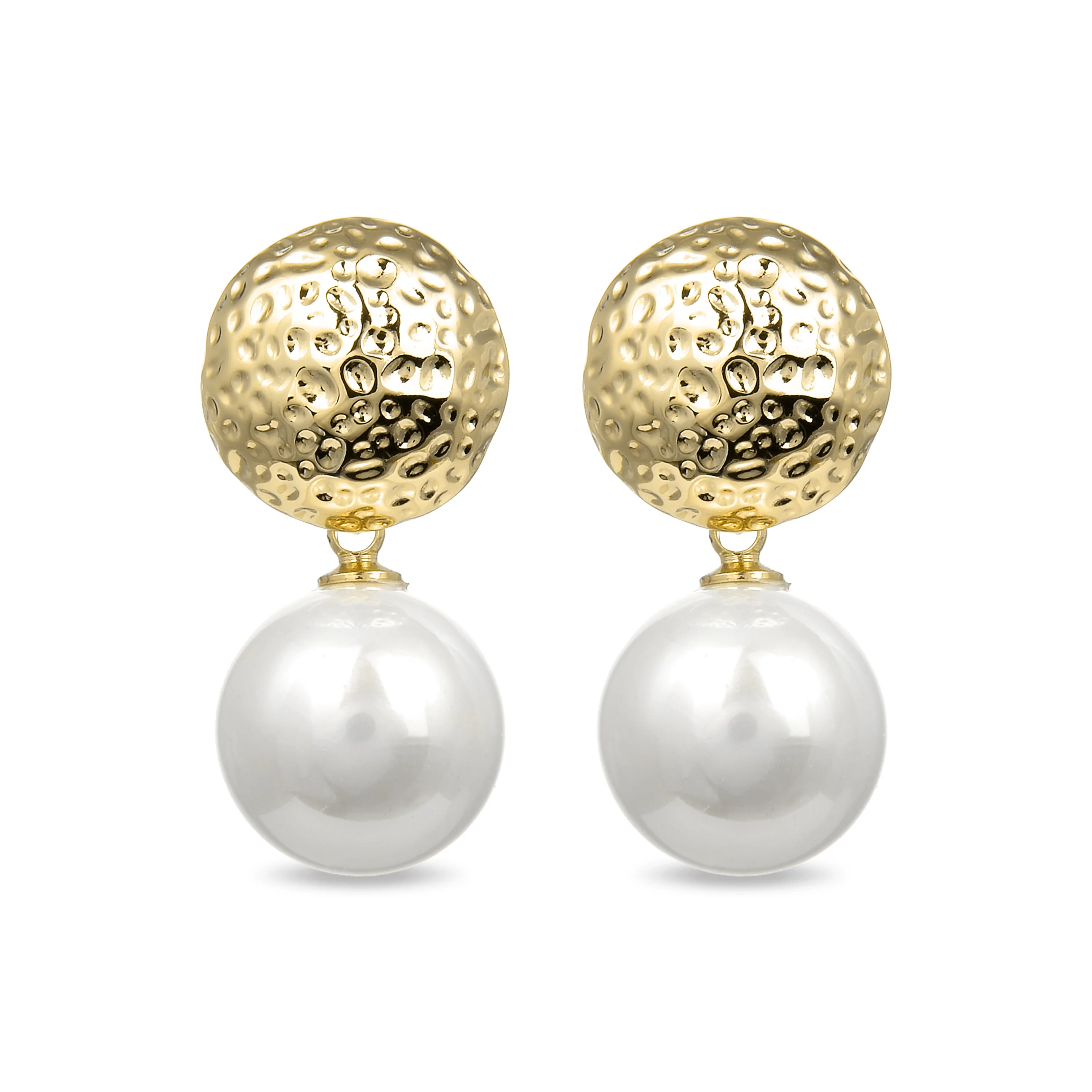 Pendientes de Perla Blanca acabados en oro amarillo 18K - Thuiry