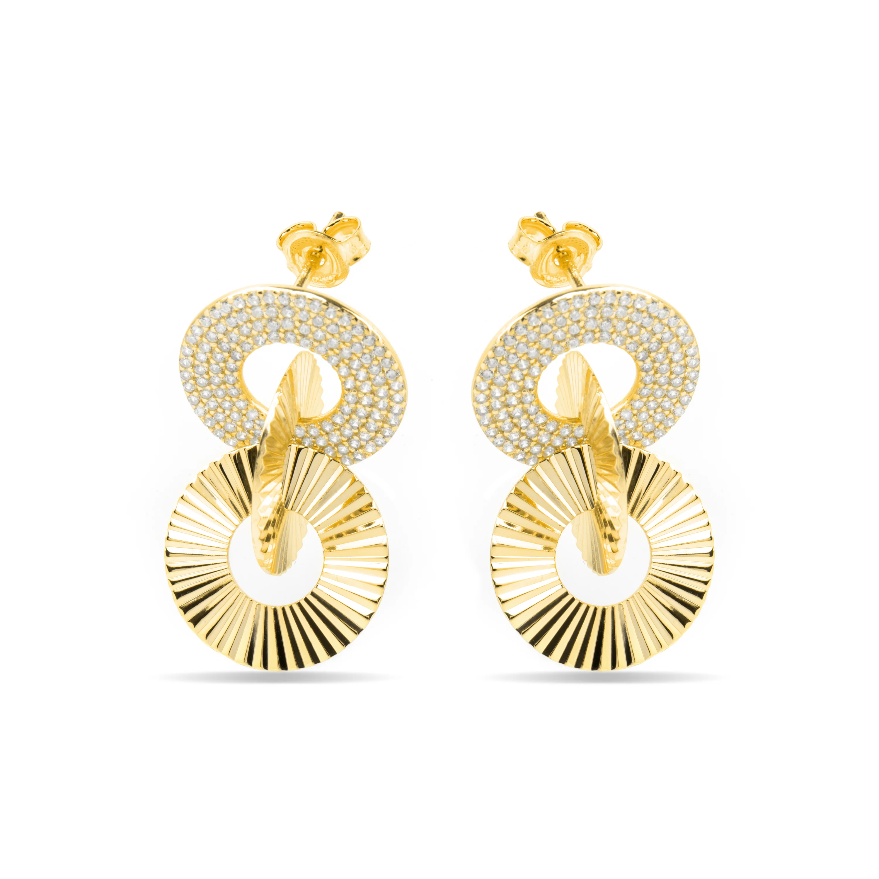 Pendientes de Plata de Ley 925 y Circonita Brillante acabado oro amarillo de 18k - Thydi - Image 3
