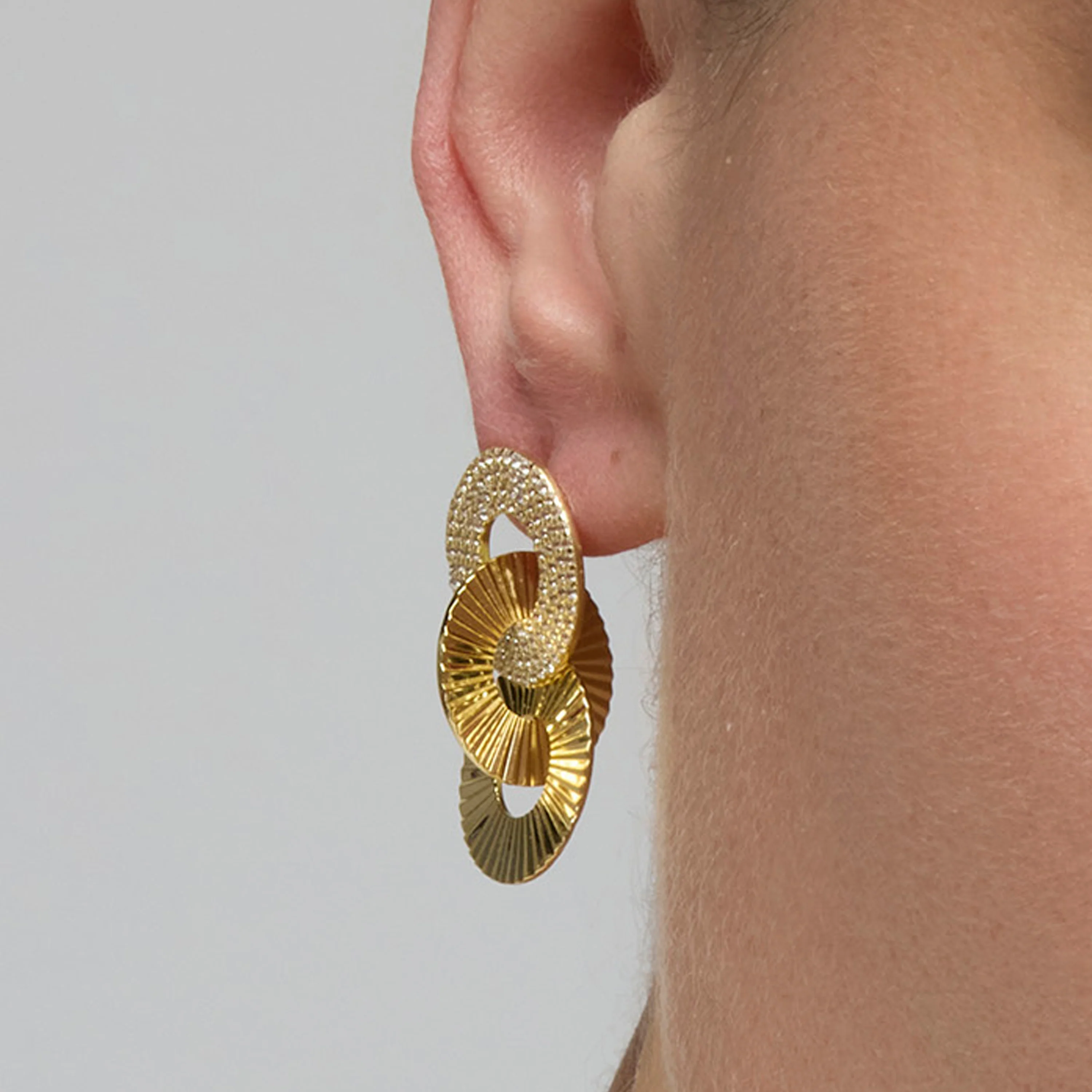 Pendientes de Plata de Ley 925 y Circonita Brillante acabado oro amarillo de 18k - Thydi - Image 4