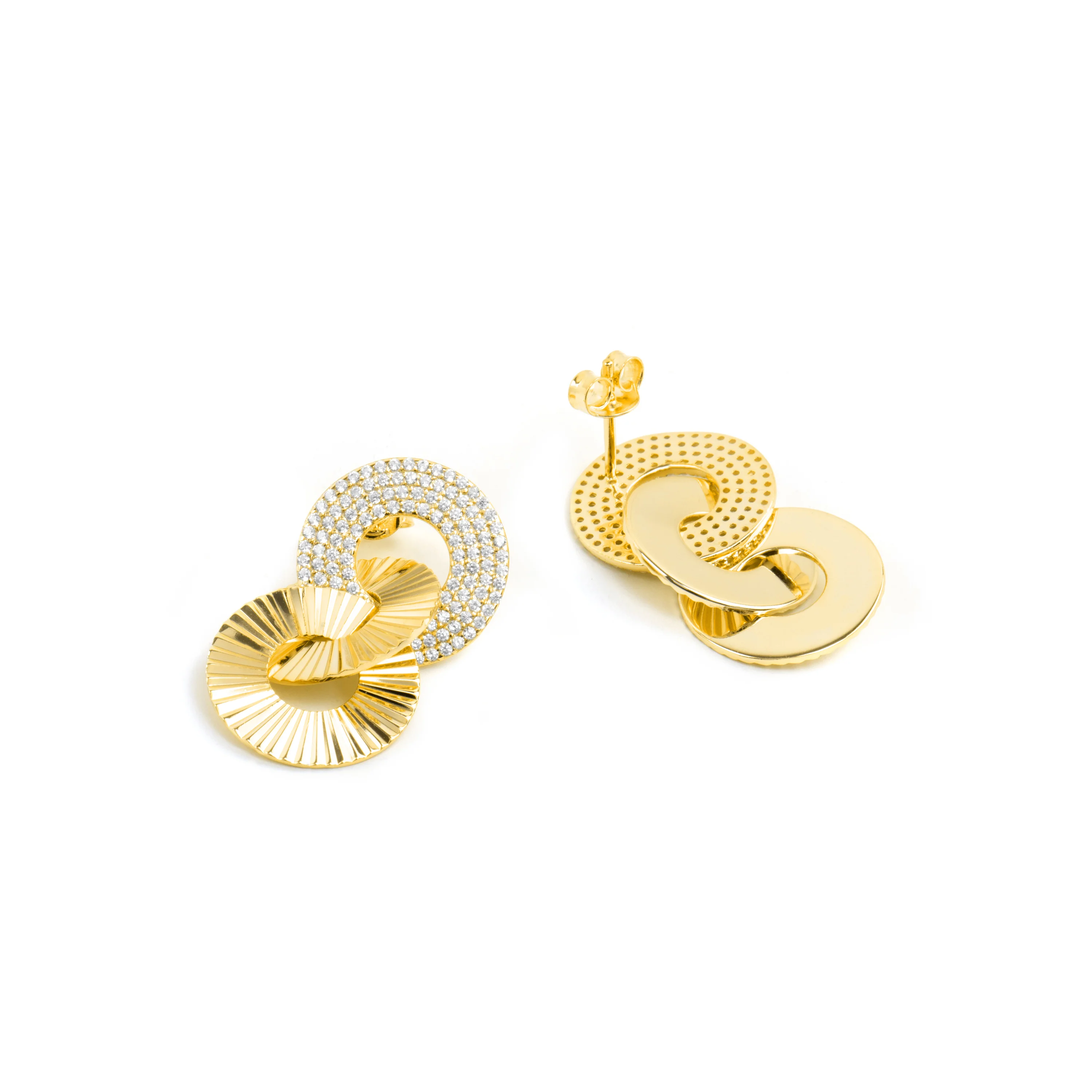Pendientes de Plata de Ley 925 y Circonita Brillante acabado oro amarillo de 18k - Thydi - Image 5