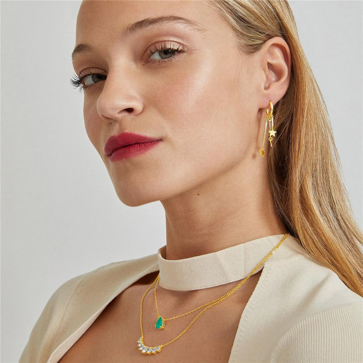 Pendientes Tiya Plata De Ley 925 - Tiya BLANCO - Image 2