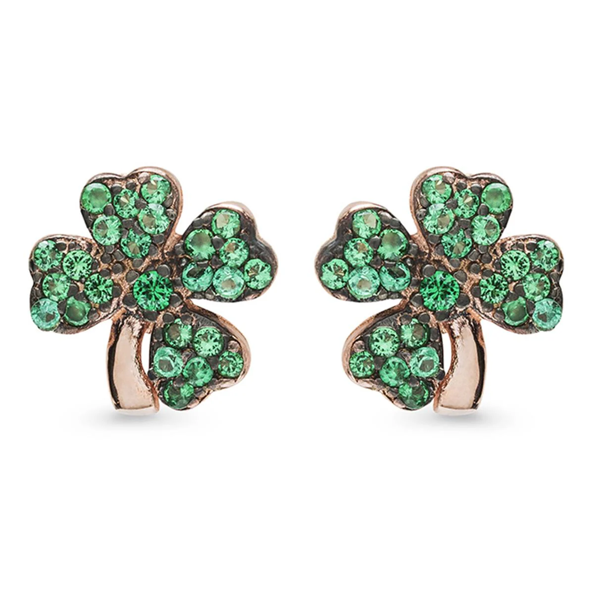 Pendientes Trebol Plata De Ley 925 - Trebol VERDE